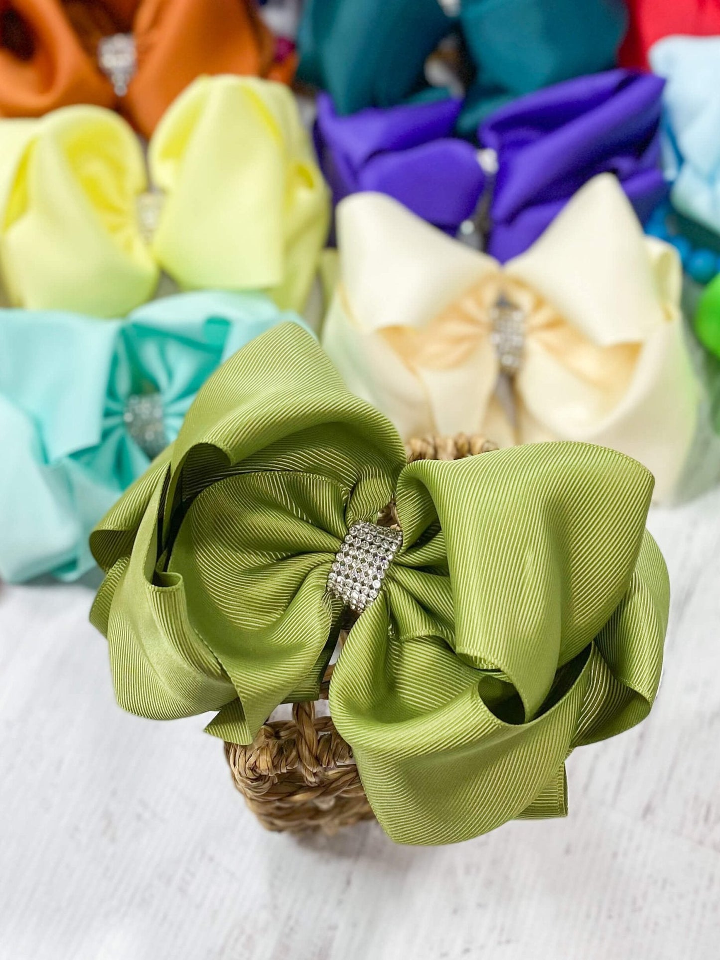 Oversize Rhinestone Hair Bows - Alligator Clip - 5.5"