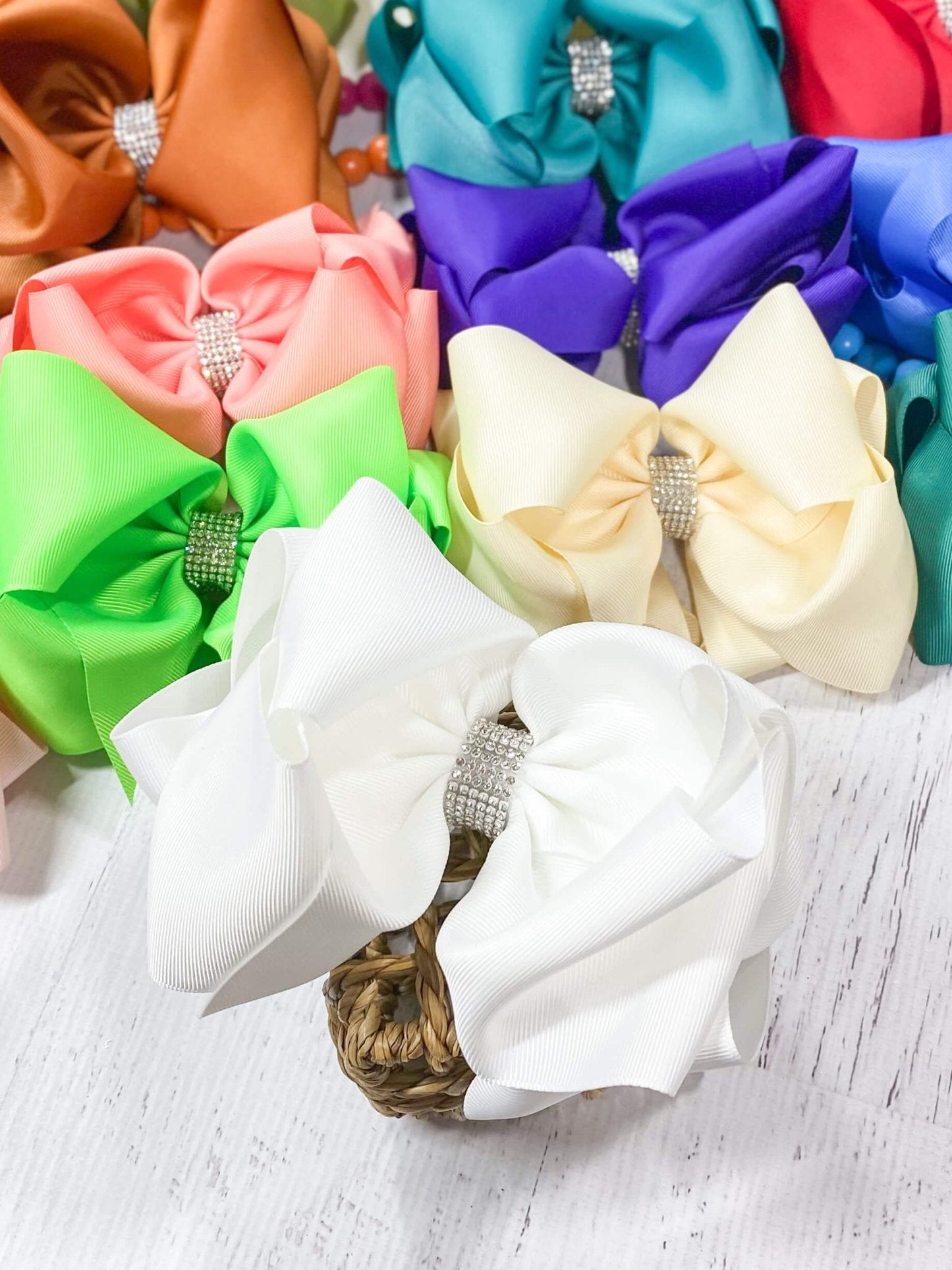 Oversize Rhinestone Hair Bows - Alligator Clip - 5.5"