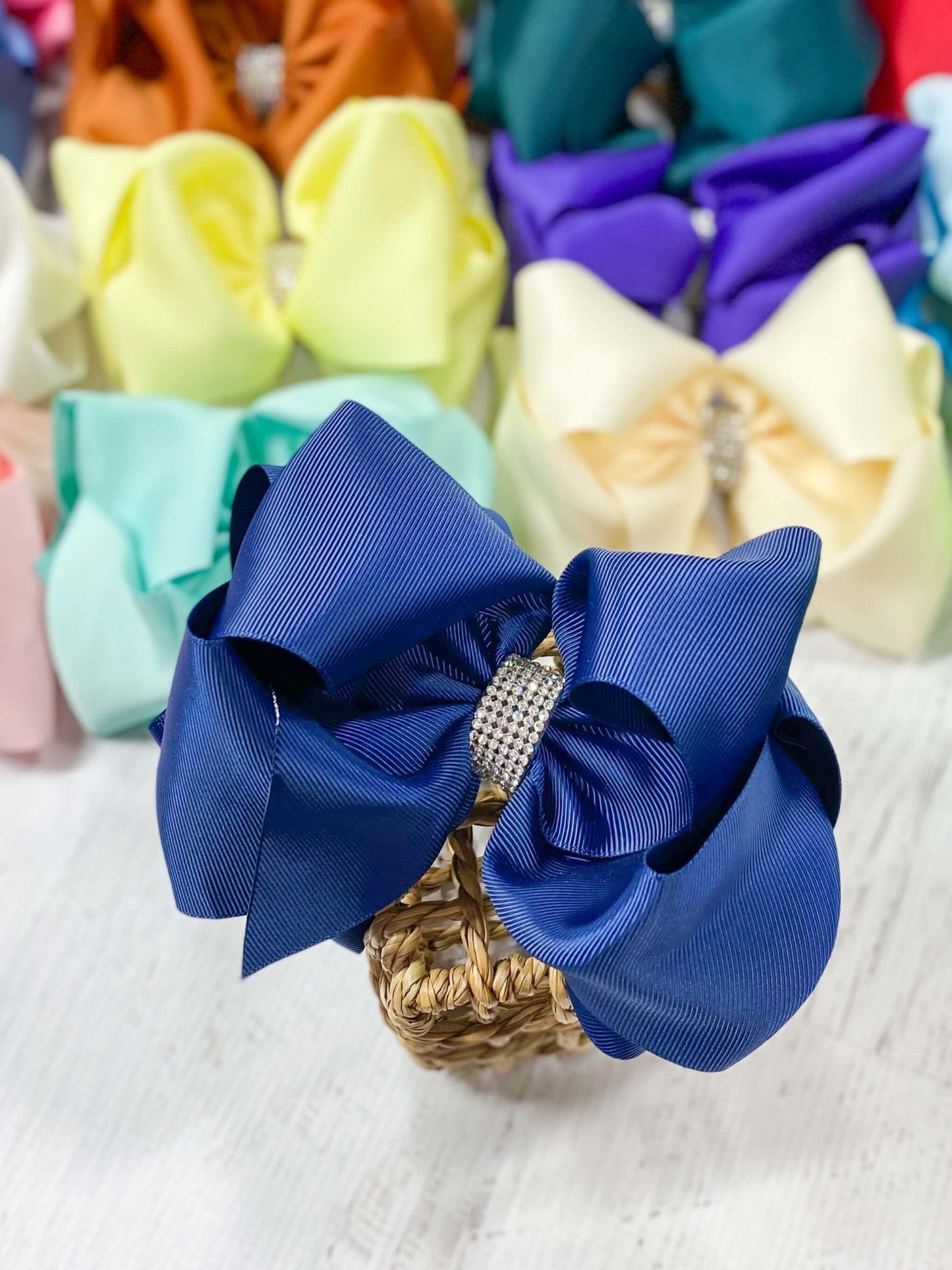 Oversize Rhinestone Hair Bows - Alligator Clip - 5.5"