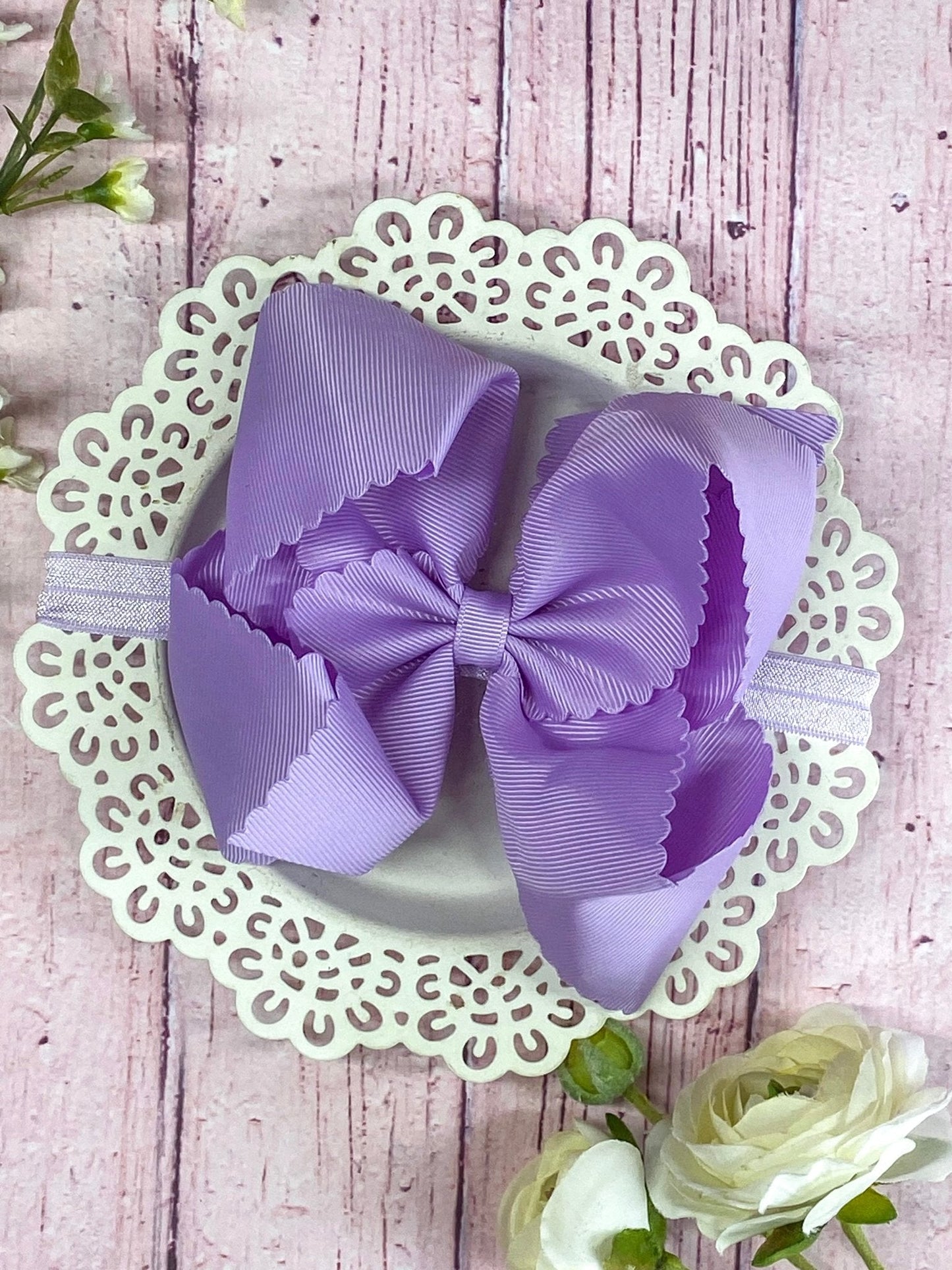 Oversize Scalloped Bow - Headband - 5.5"