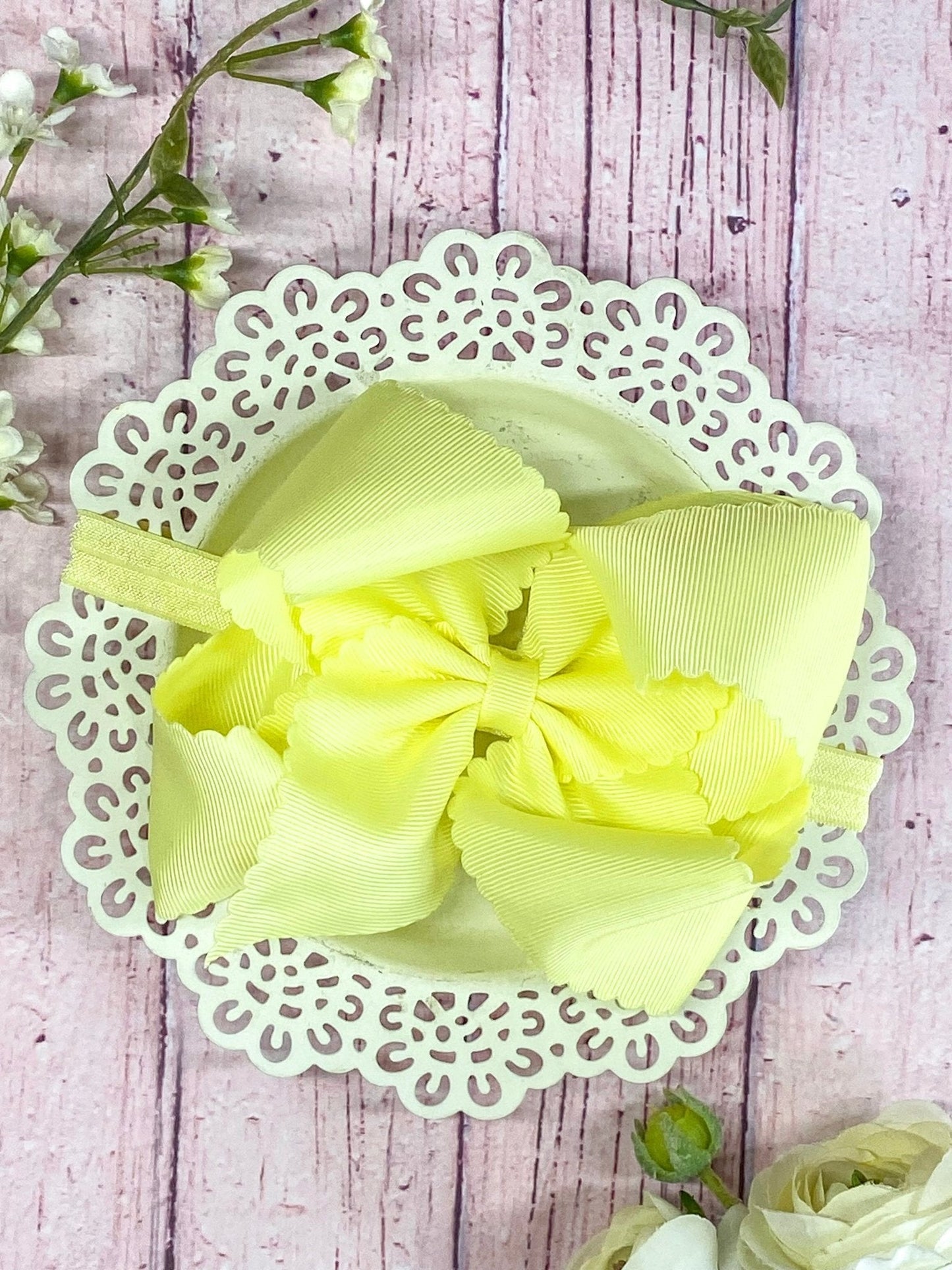 Oversize Scalloped Bow - Headband - 5.5"