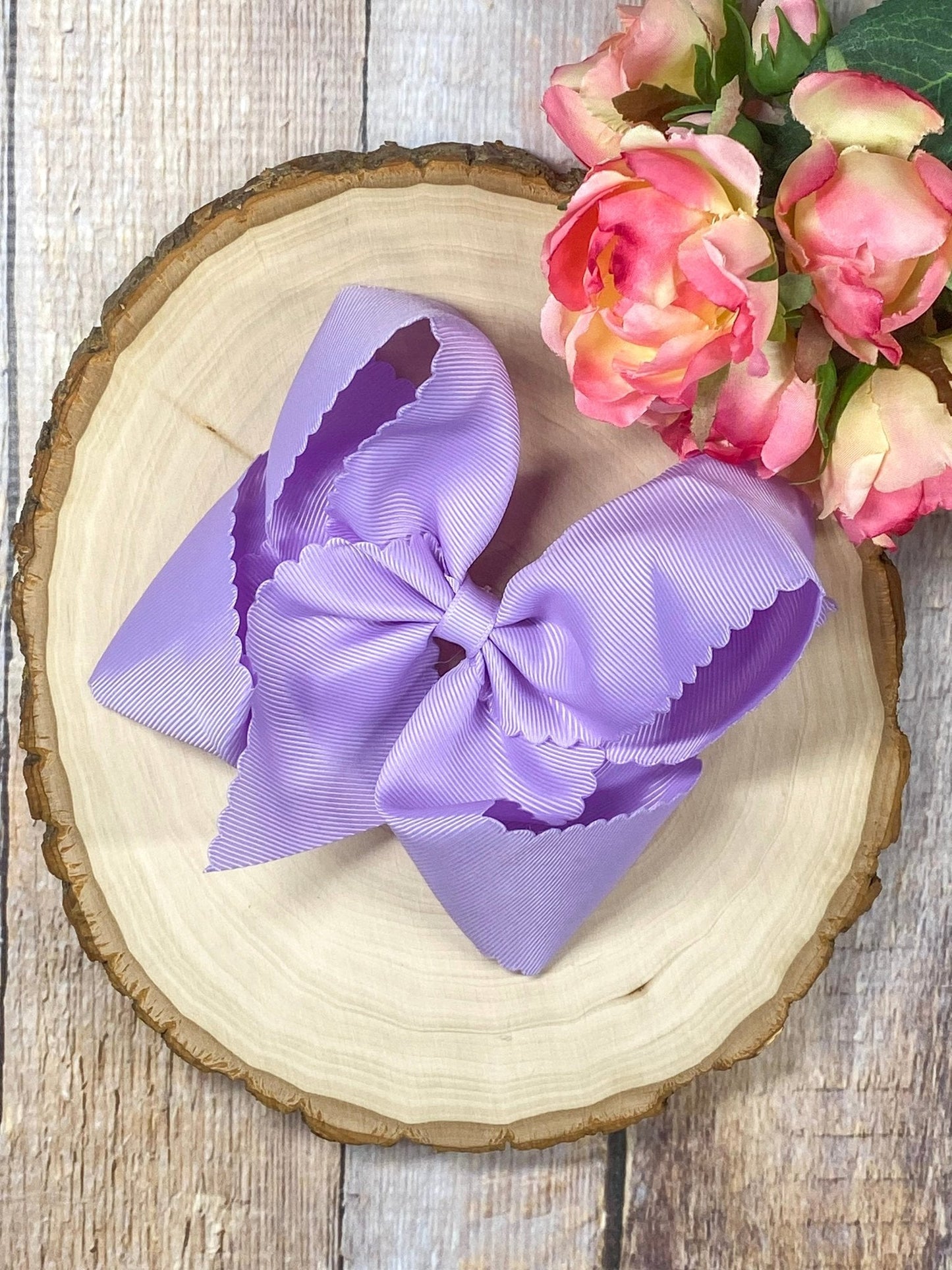 Oversize Scalloped Bows - Alligator Clip - 5.5"