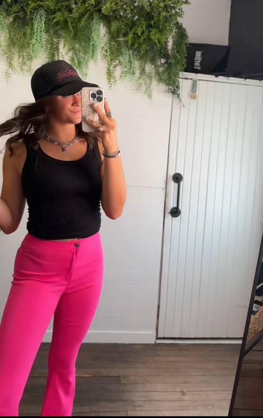 Pink Super Stretch Bell Pant