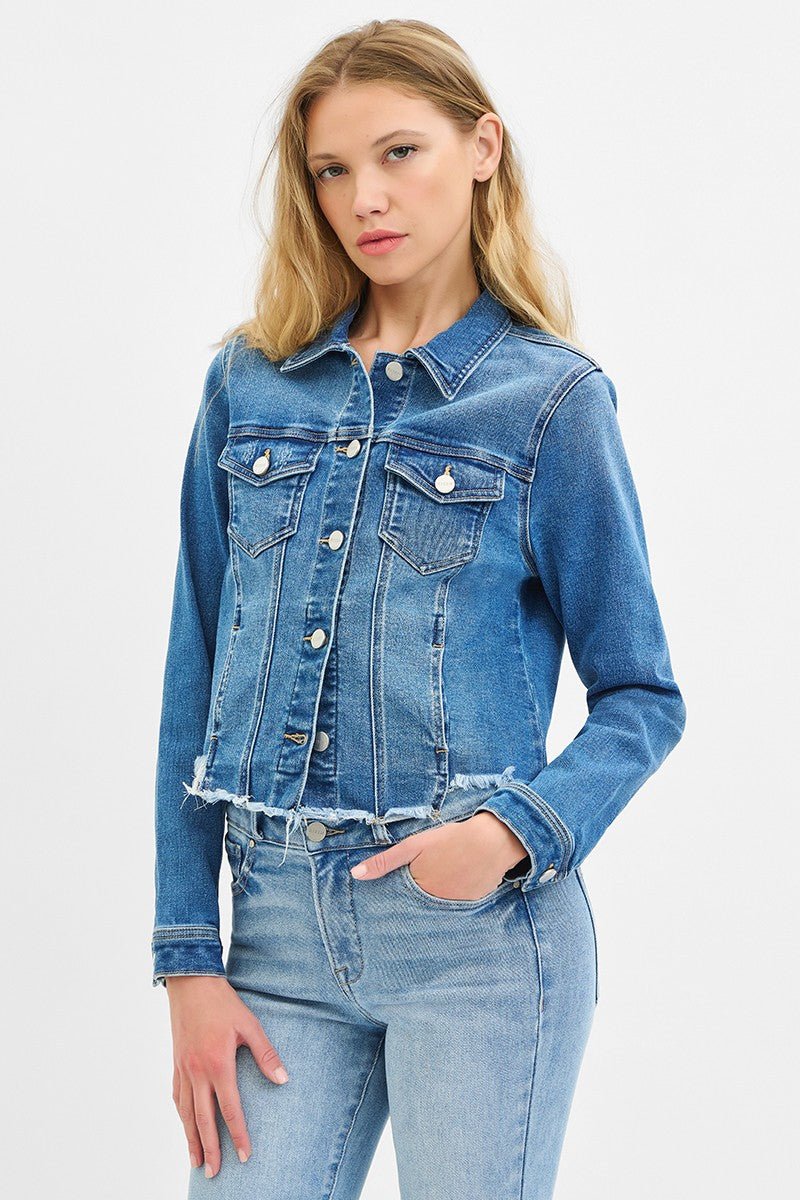 Risen Fray Hem Jean Jacket