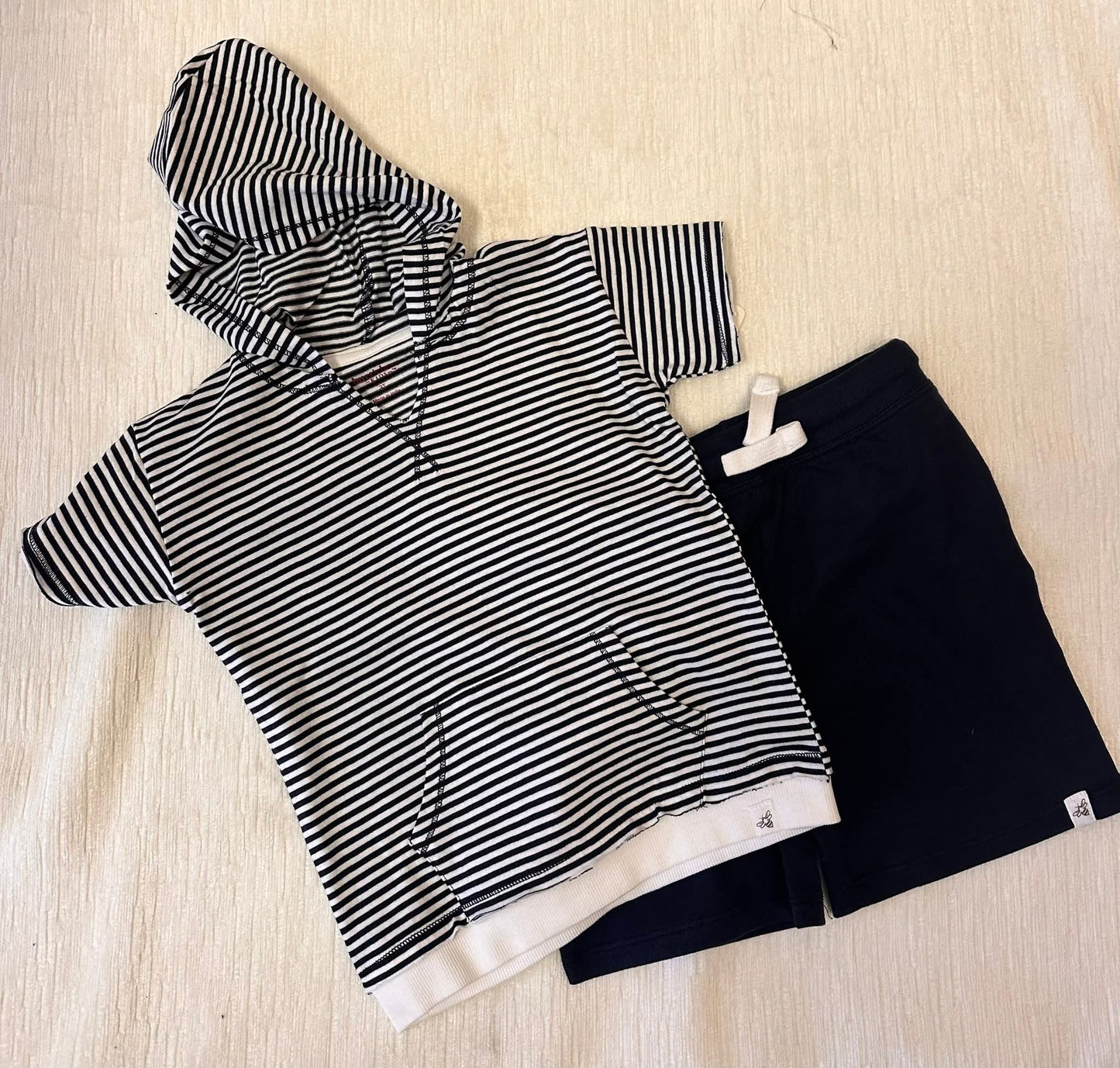 Burt's Bees Classic Stripe Hooded Toddler Short Set