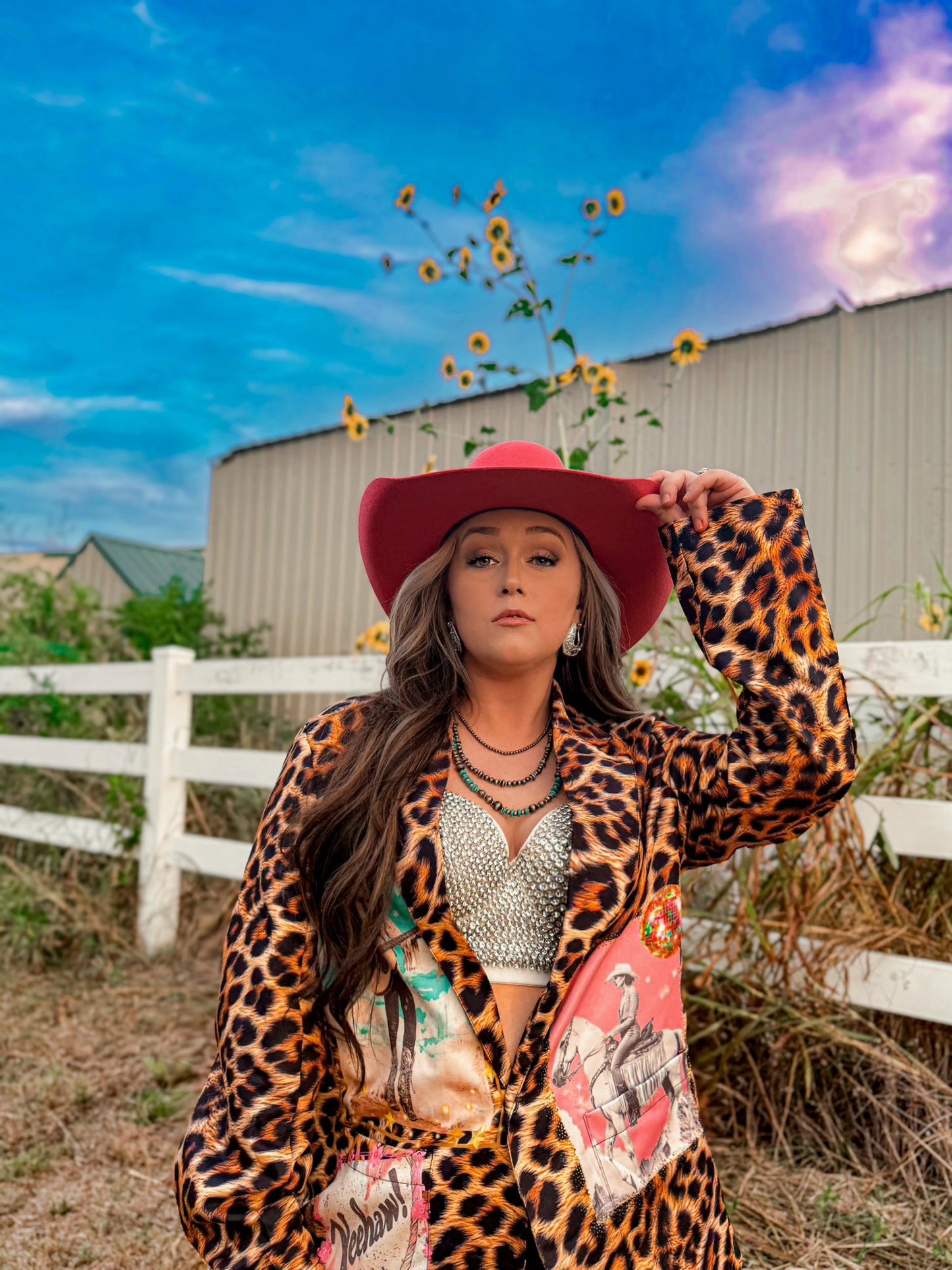 Baha Ranch Retro Pop Western Wild West Leopard Blazer