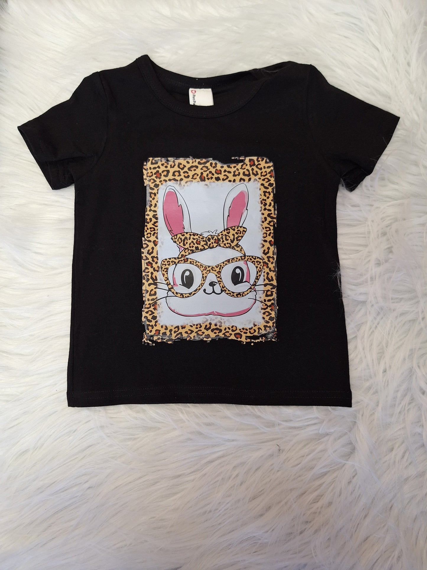 Black Lepard Print Rabbit Shirt