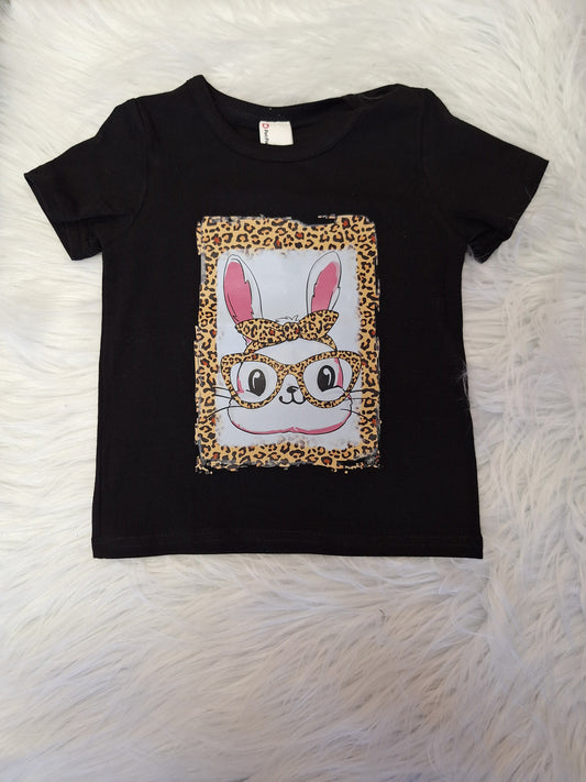 Black Lepard Print Rabbit Shirt