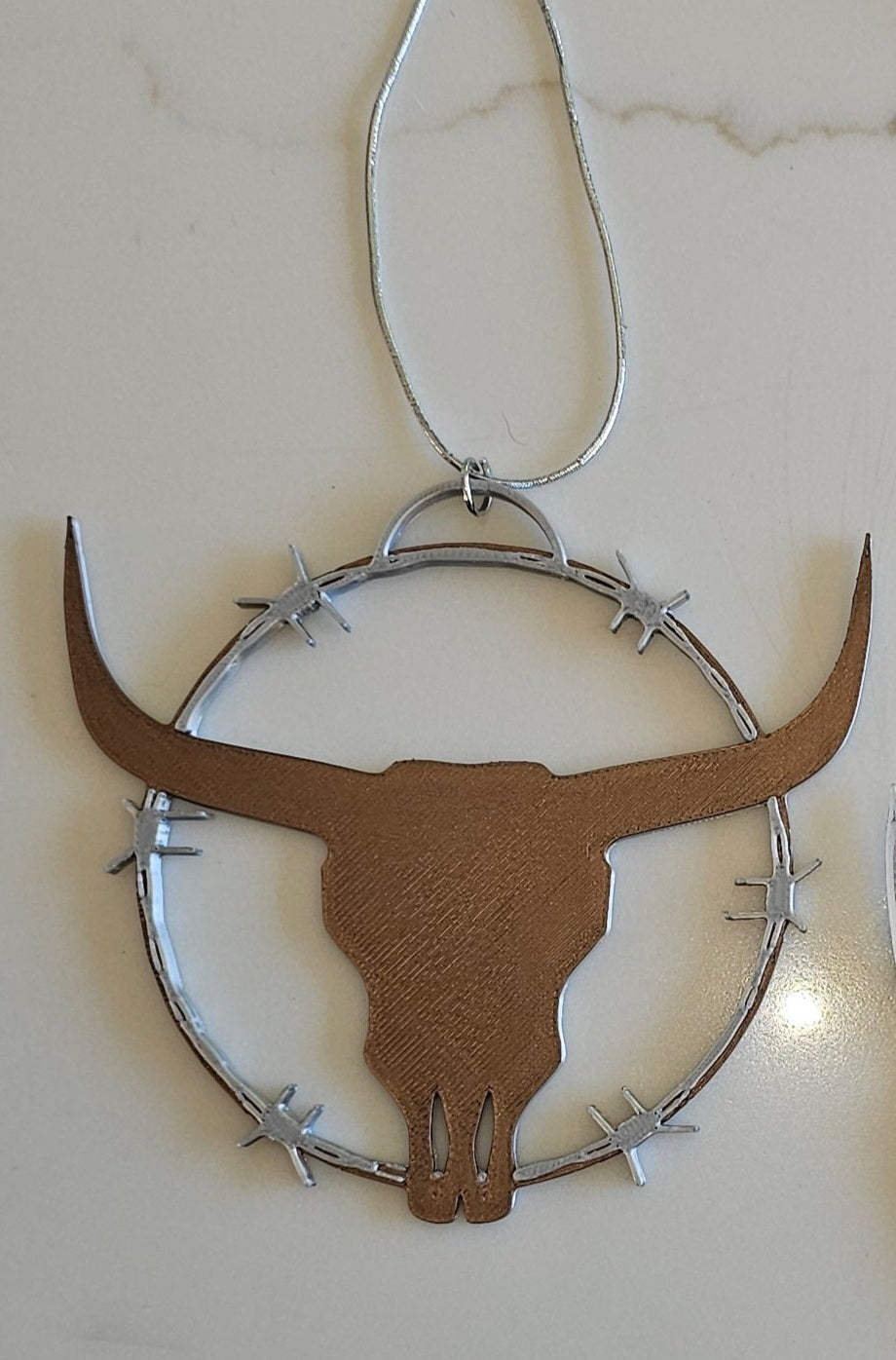 3D Print Longhorn Texas Ranch Western Barbwire Christmas Ornaments Made in America