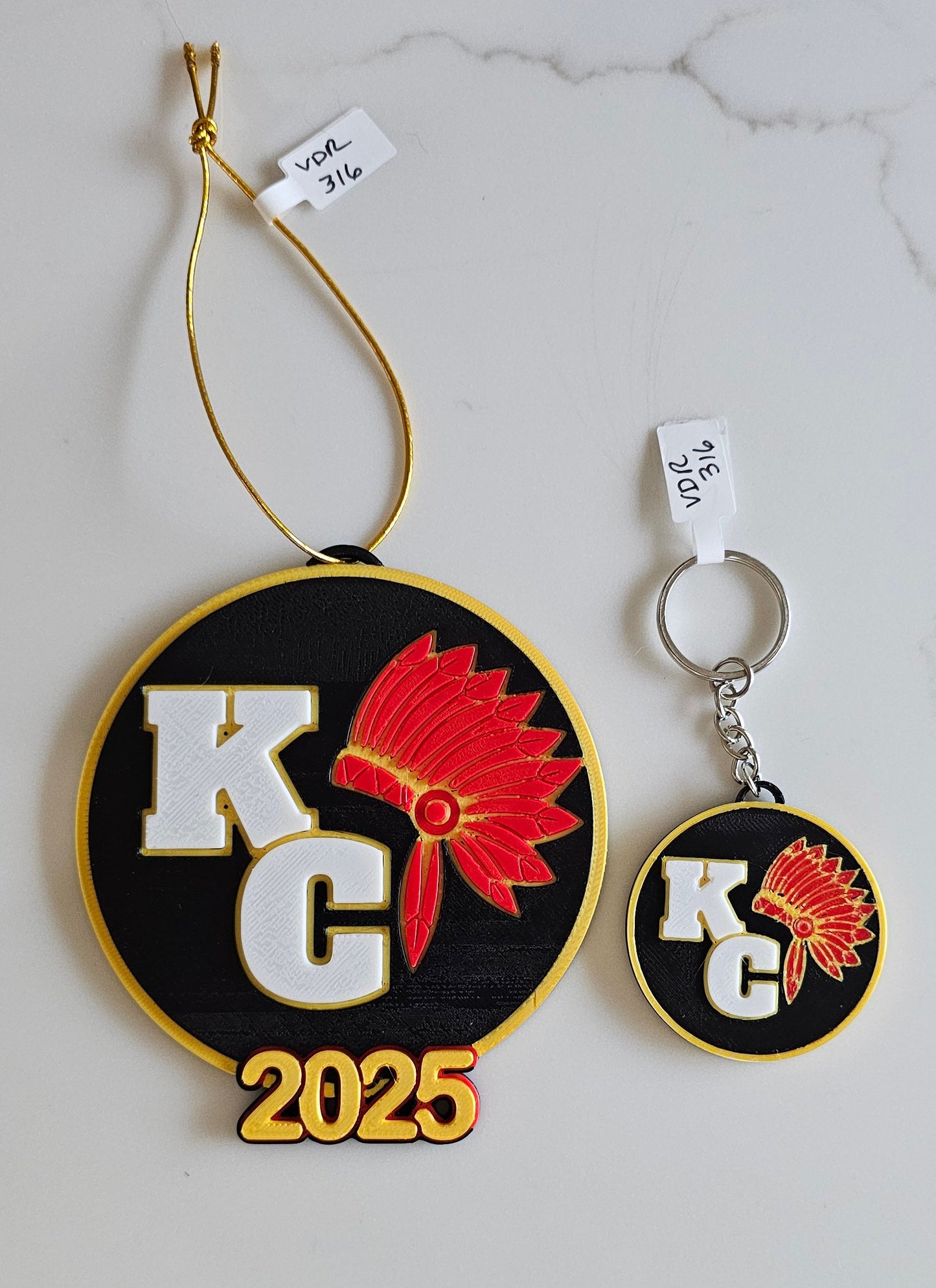 3D Print Chiefs Kc Kansas City Football Ornament or Keychain