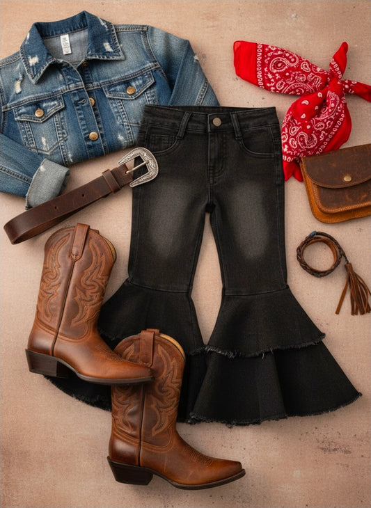 Black Double Flare Jean