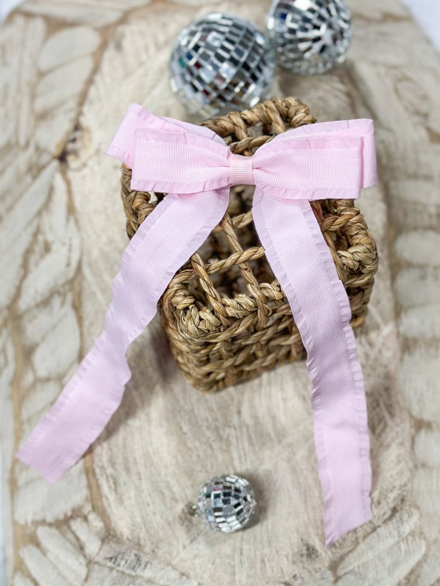 Ruffle Edge Ribbon Hair Bow - Alligator Clip - 5"