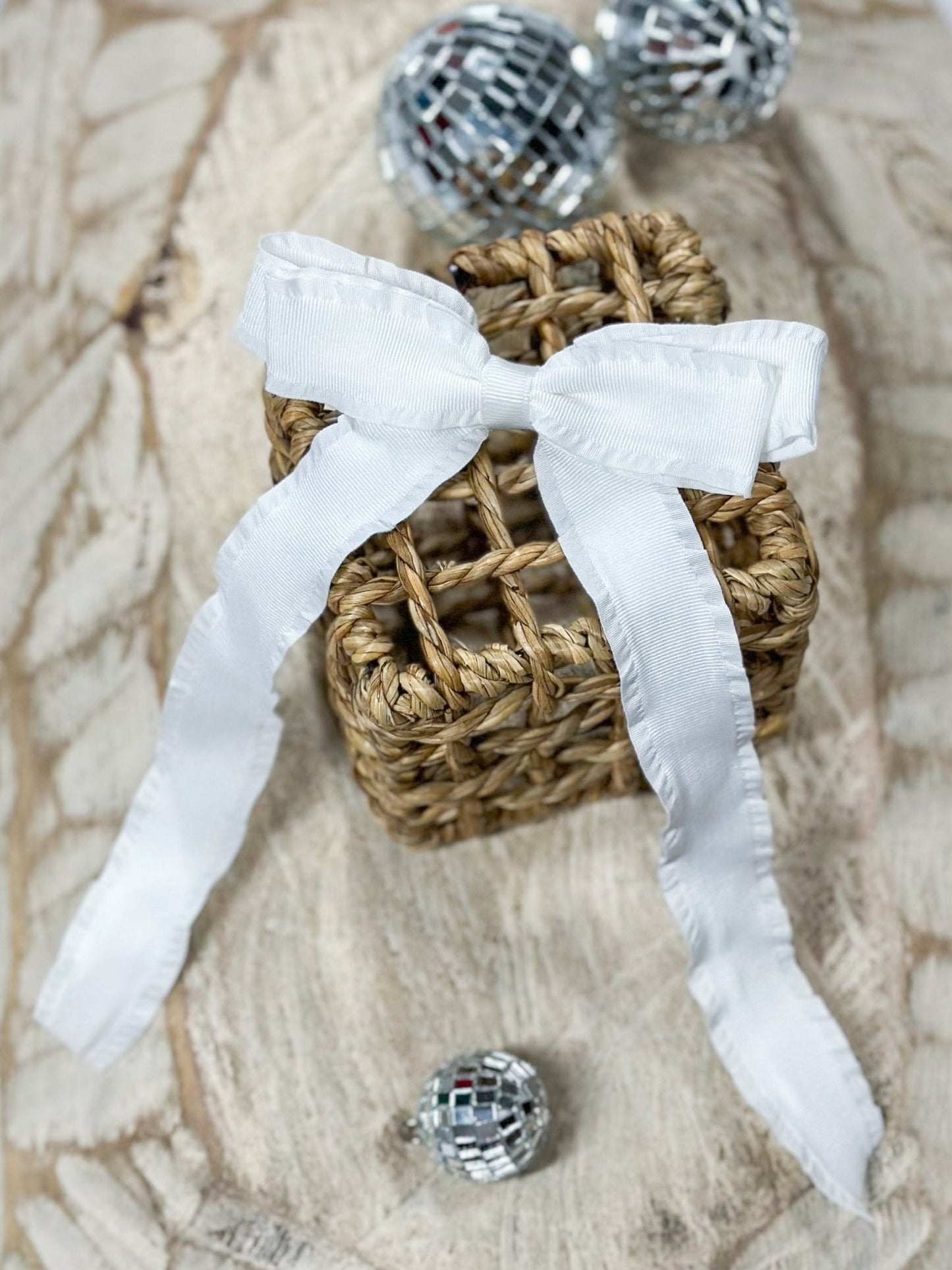 Ruffle Edge Ribbon Hair Bow - Alligator Clip - 5"