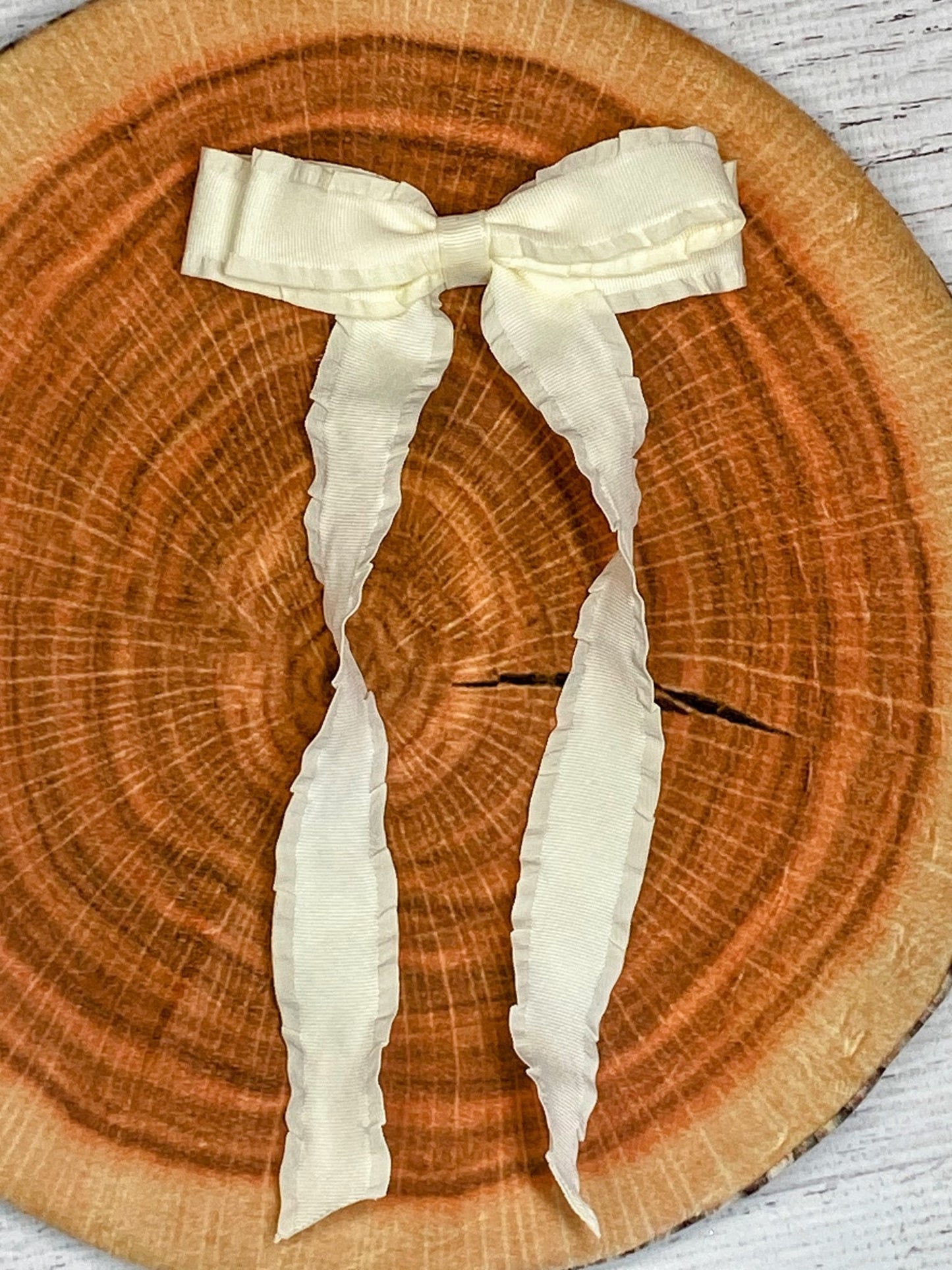 Ruffle Edge Ribbon Hair Bow - Alligator Clip - 5"