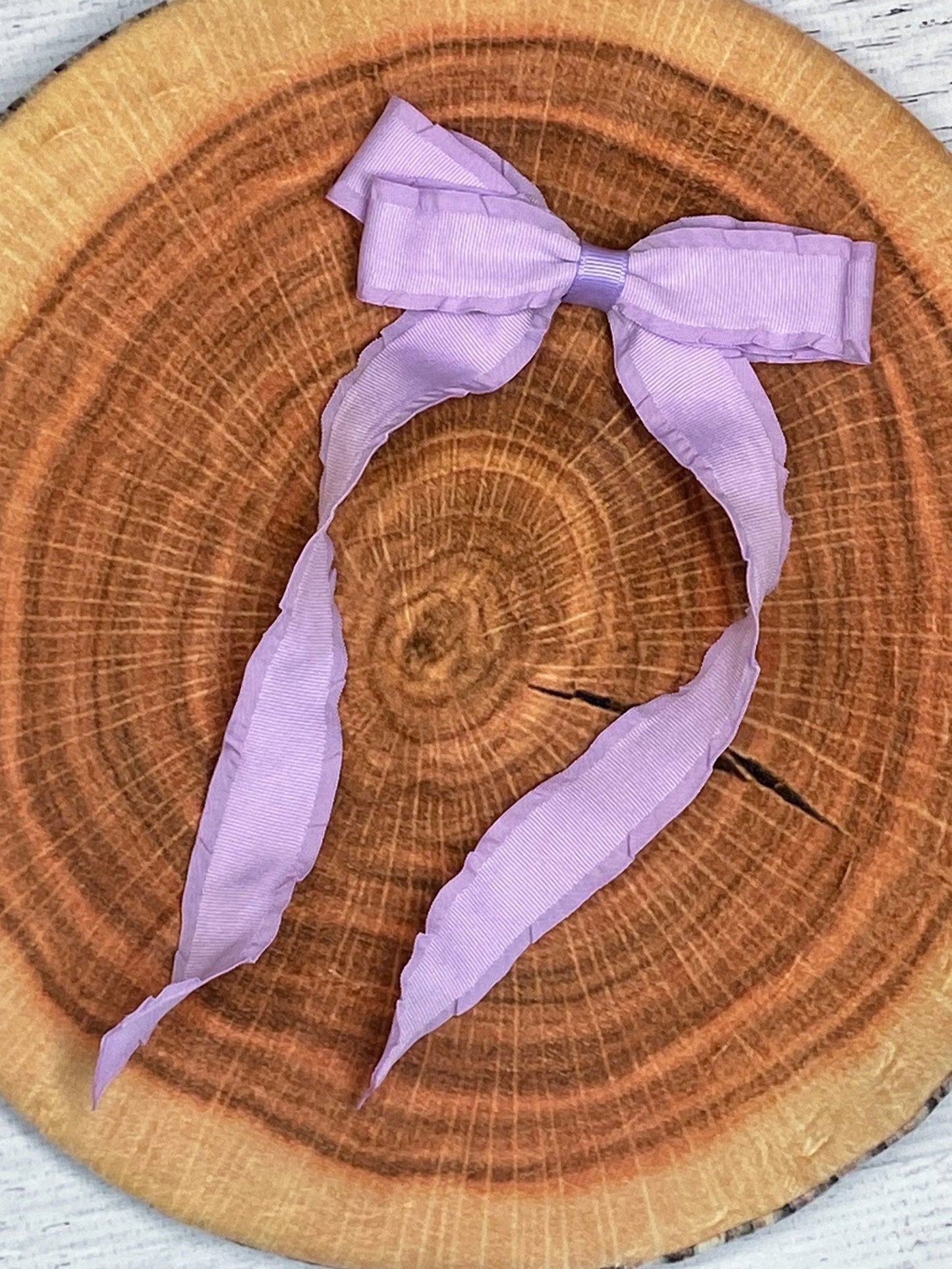 Ruffle Edge Ribbon Hair Bow - Alligator Clip - 5"