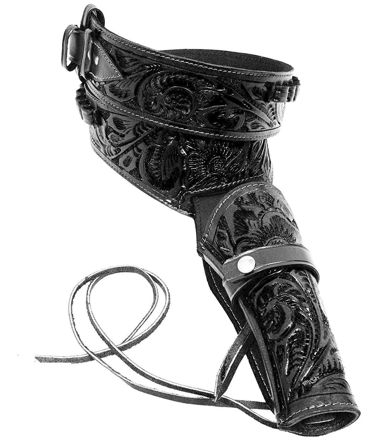 38 / 357 Caliber Revolver Leather Holster Belt - Black