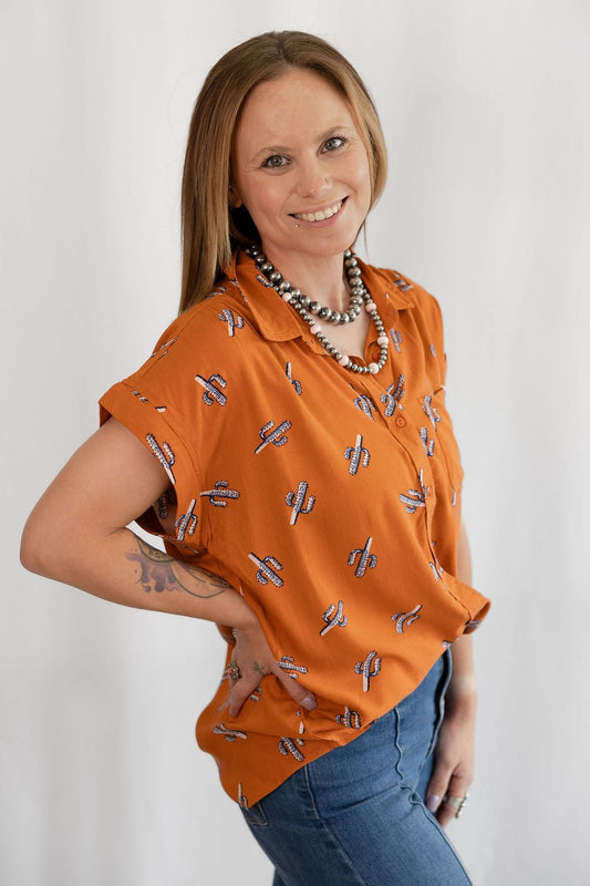 Saguaro Sunset Button Up Blouse