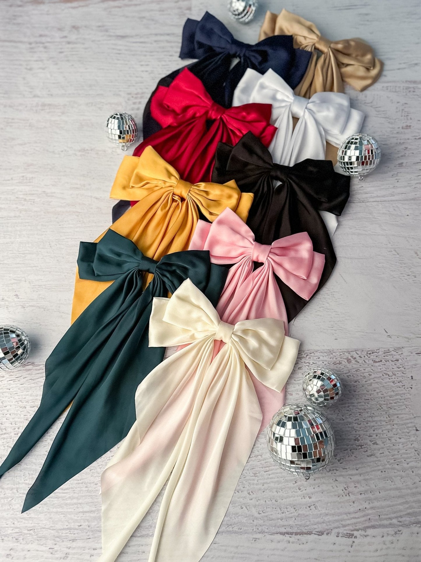 Satin Coquette Bows - French Clip - 8"