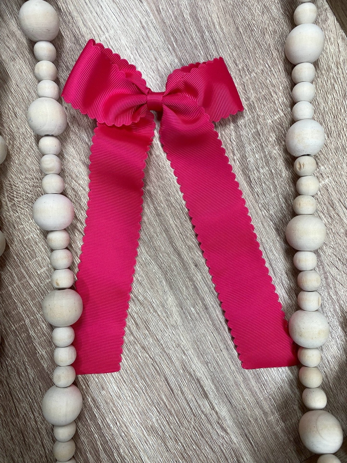 Scalloped Long Tail Bow with Alligator Clip