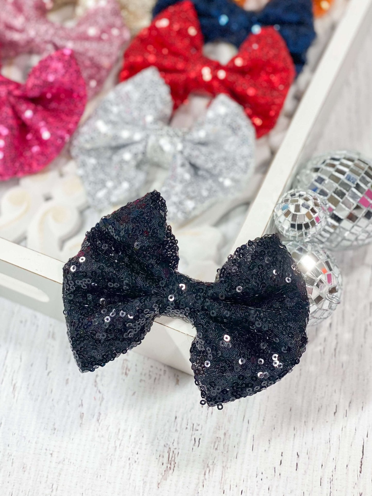 Sequin Hair Bow - Alligator Clip - 4"