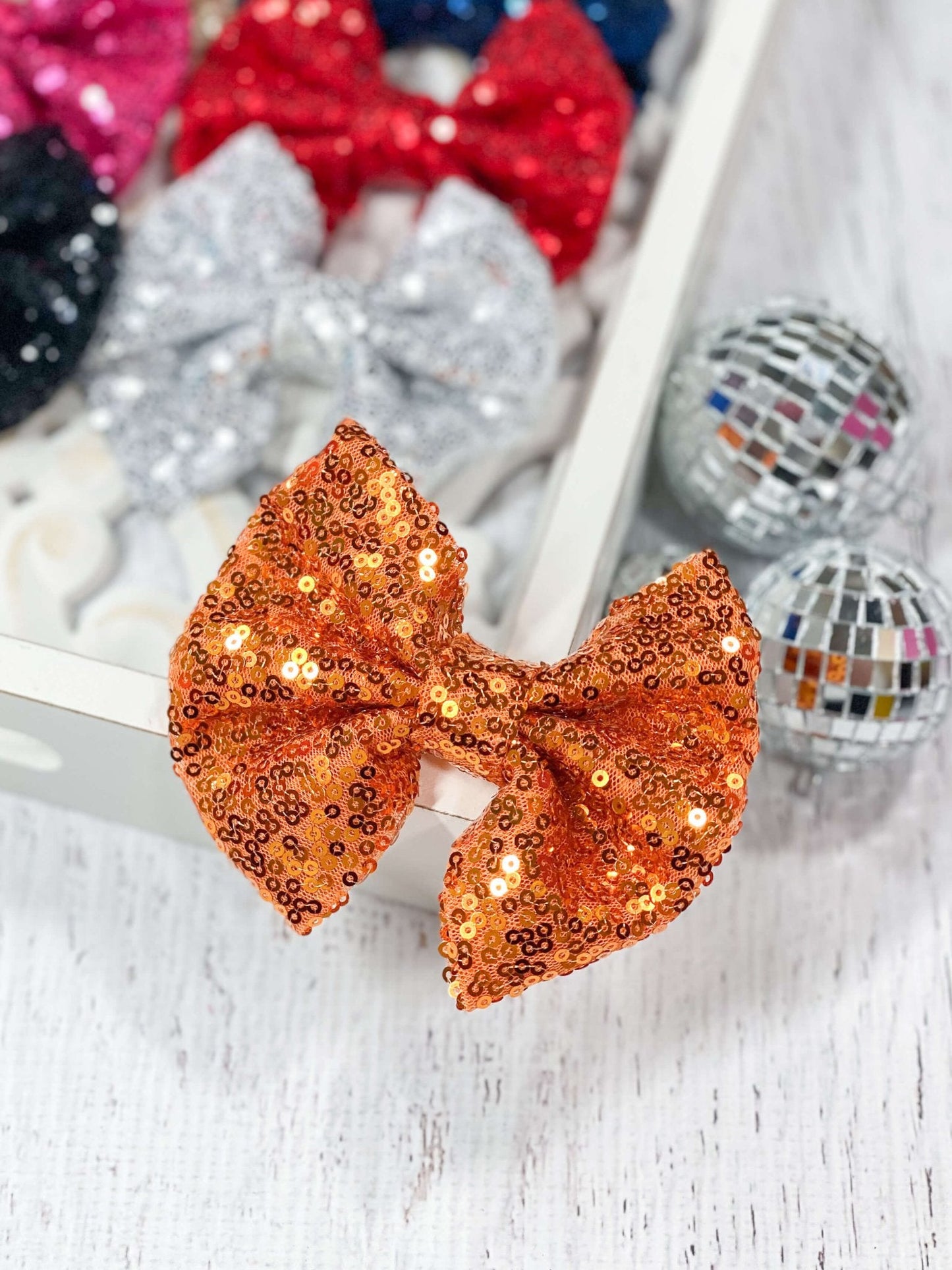 Sequin Hair Bow - Alligator Clip - 4"