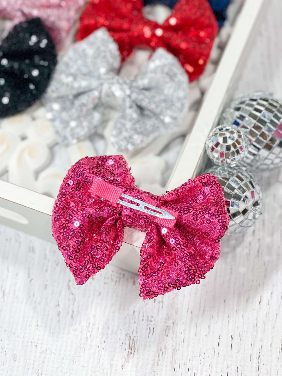 Sequin Hair Bow - Alligator Clip - 4"