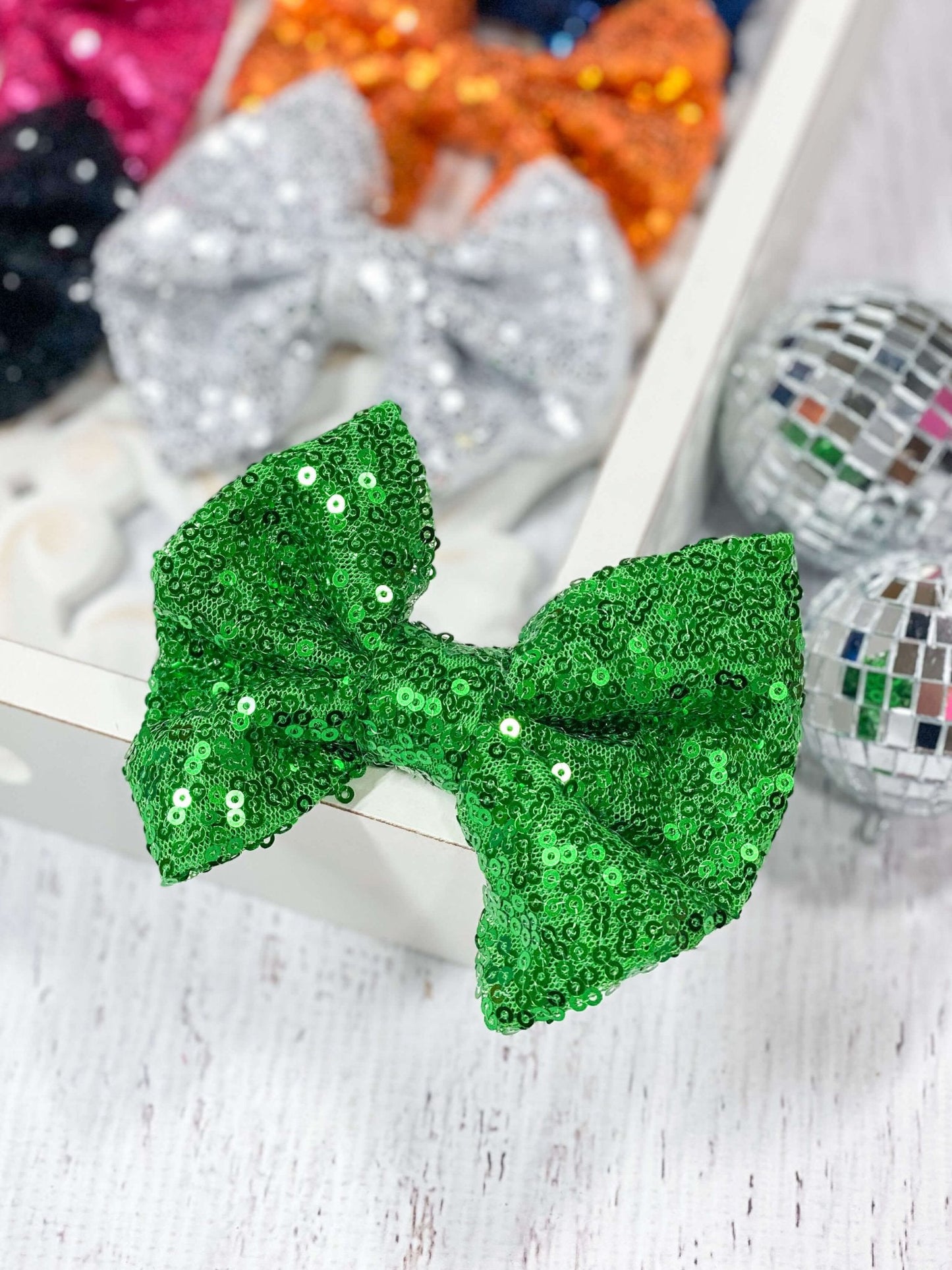 Sequin Hair Bow - Alligator Clip - 4"