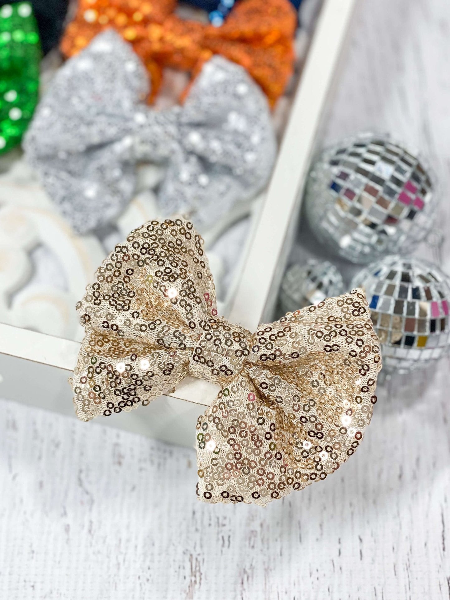 Sequin Hair Bow - Alligator Clip - 4"