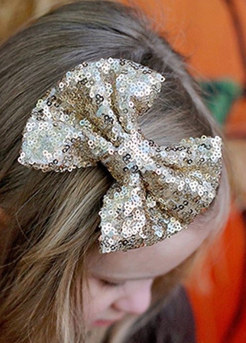 Sequin Hair Bow - Alligator Clip - 4"