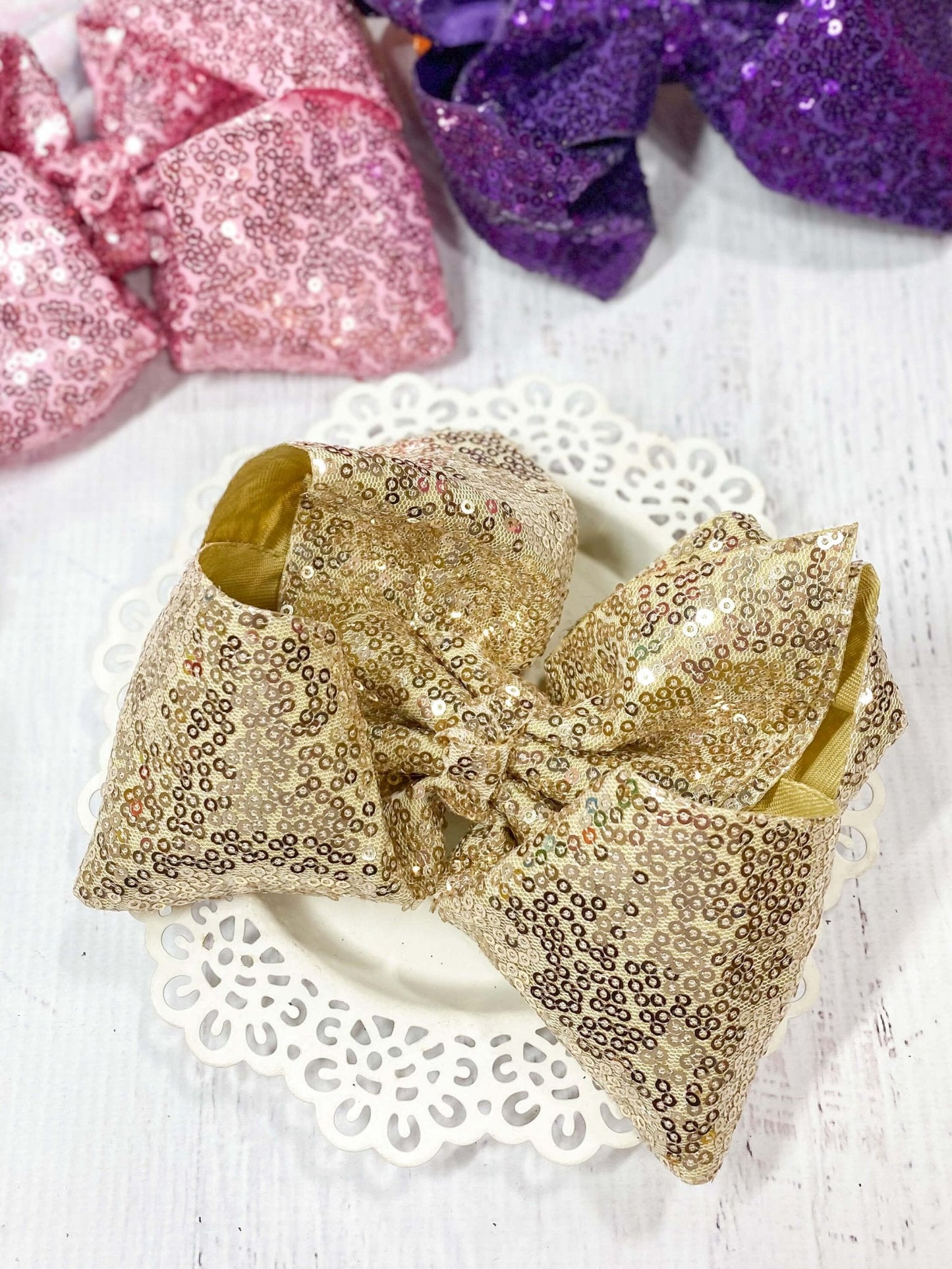 Sequin Texas Size Hair Bows - Alligator Clip - 6.5"