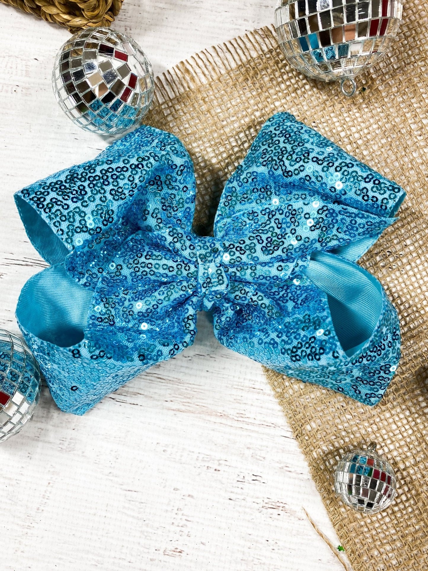 Sequin Texas Size Hair Bows - Alligator Clip - 6.5"