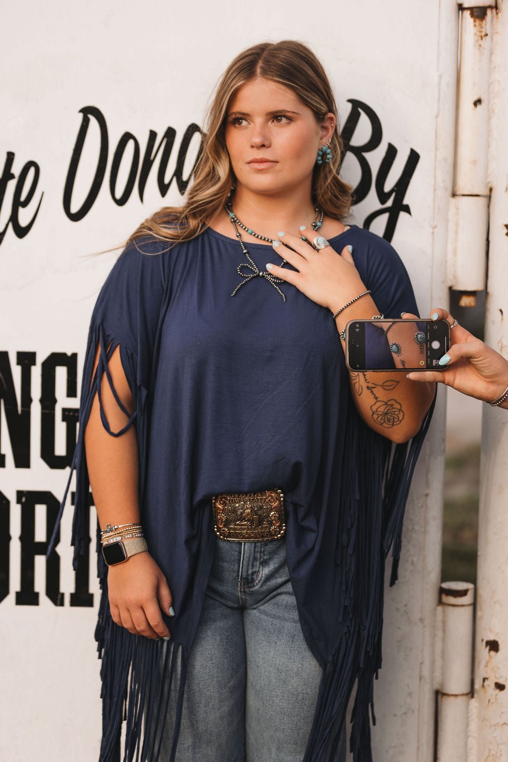 Showstopper Fringe Top - Denim