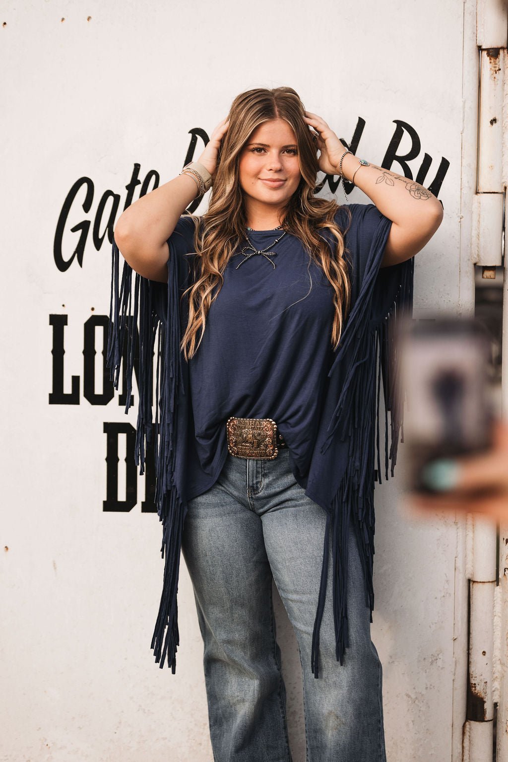 Showstopper Fringe Top - Denim