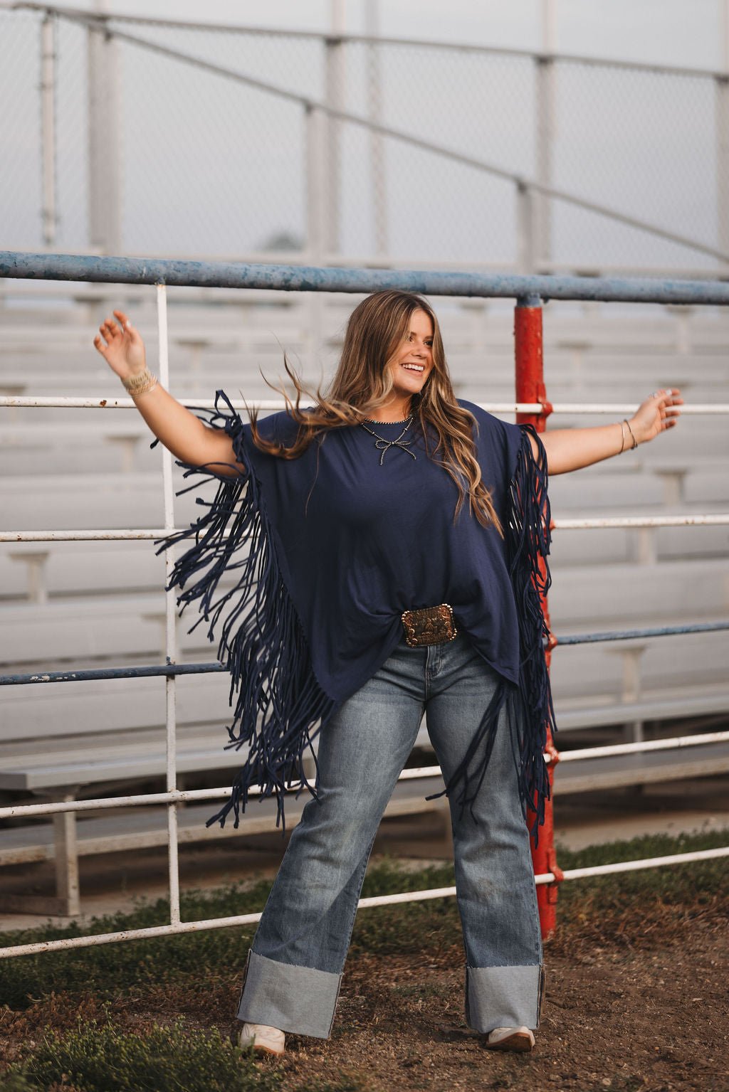 Showstopper Fringe Top - Denim