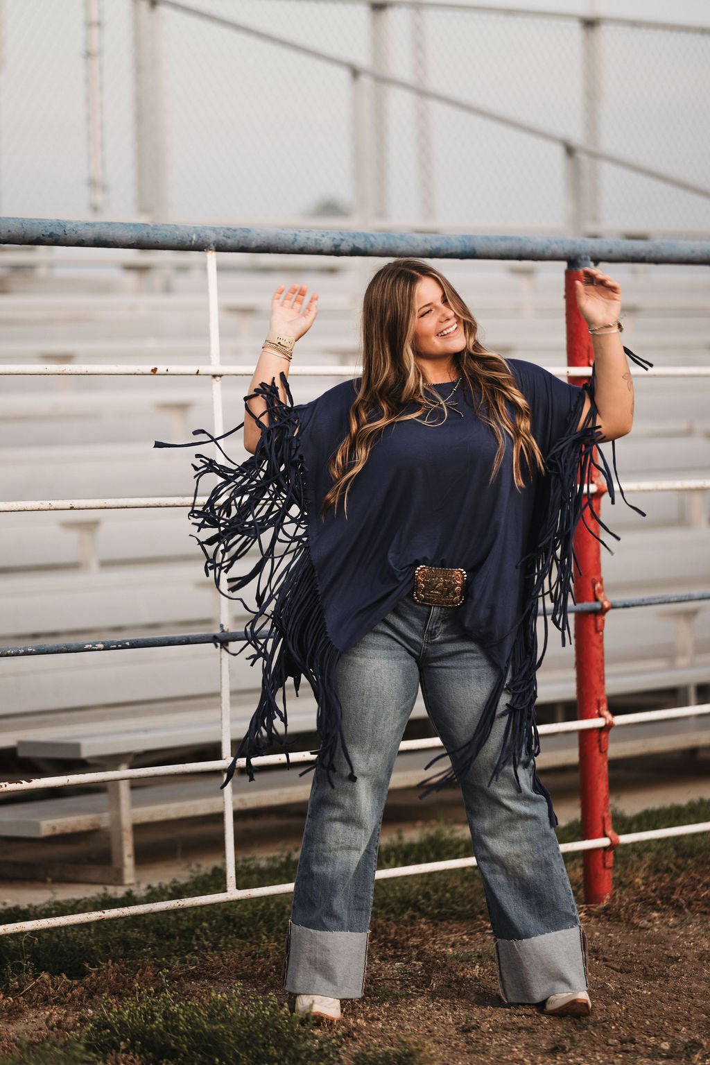 Showstopper Fringe Top - Denim