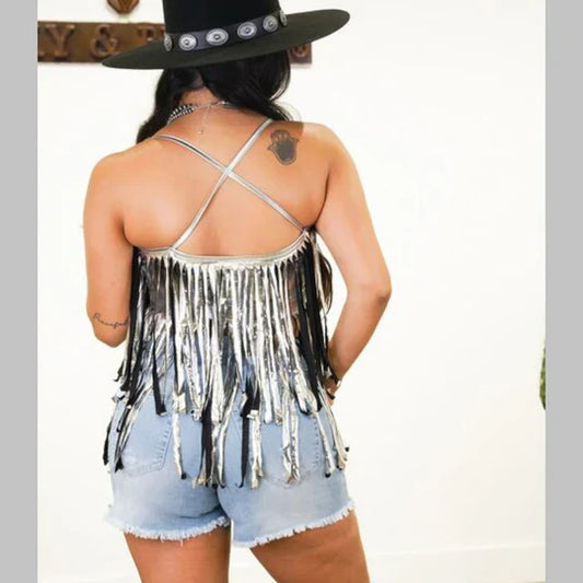 Fringe Factor Faux Leather Crop Top