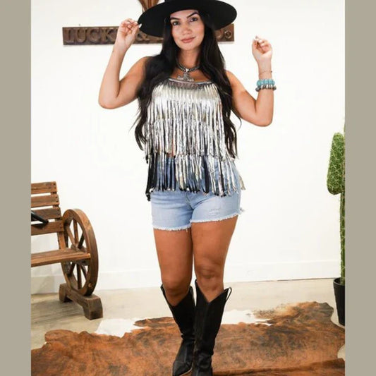 Fringe Factor Faux Leather Crop Top