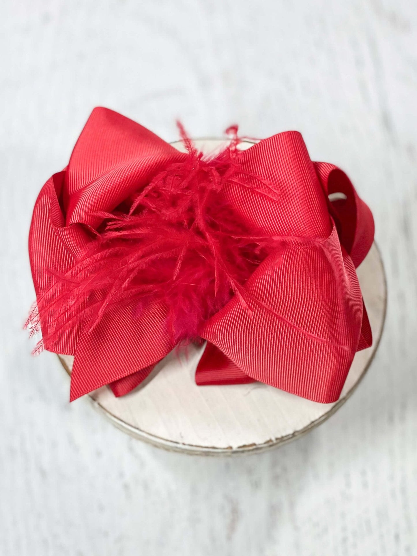 Solid Feather Puff Looped Knot Hair Bow - Alligator Clip - 5.5"