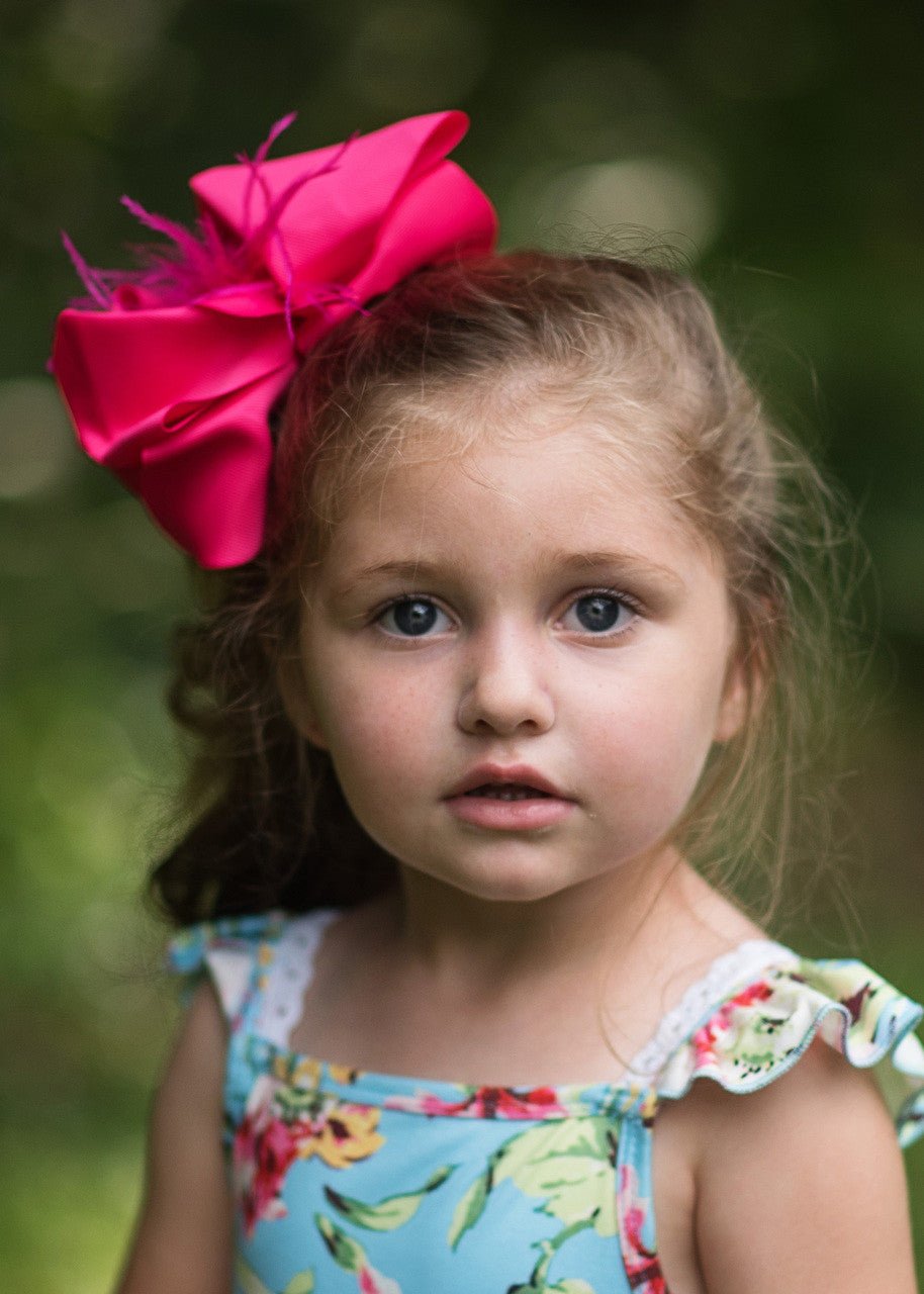 Solid Feather Puff Looped Knot Hair Bow - Alligator Clip - 5.5"