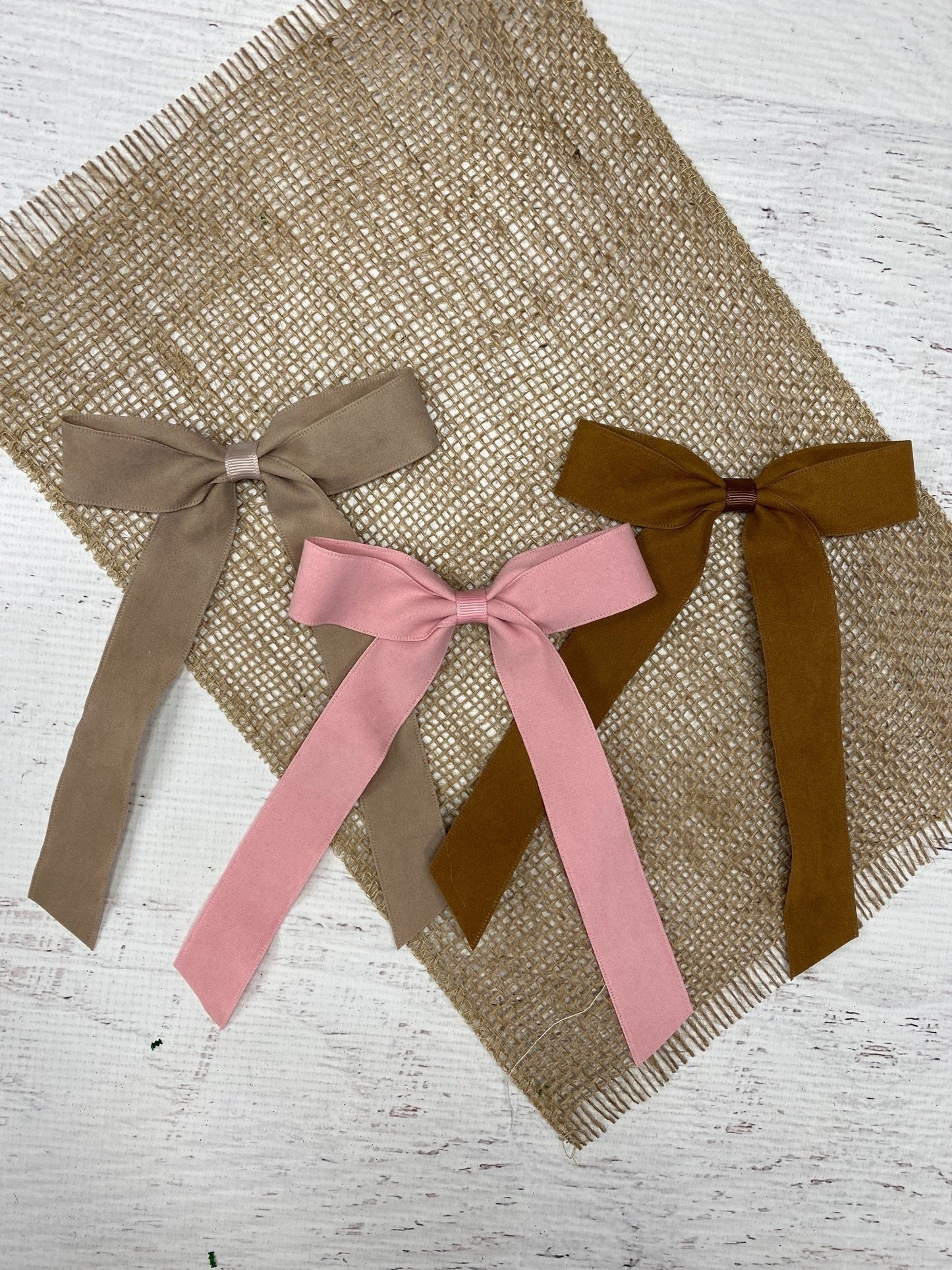 Suede Ribbon Long Tail Hair Bow- Thin