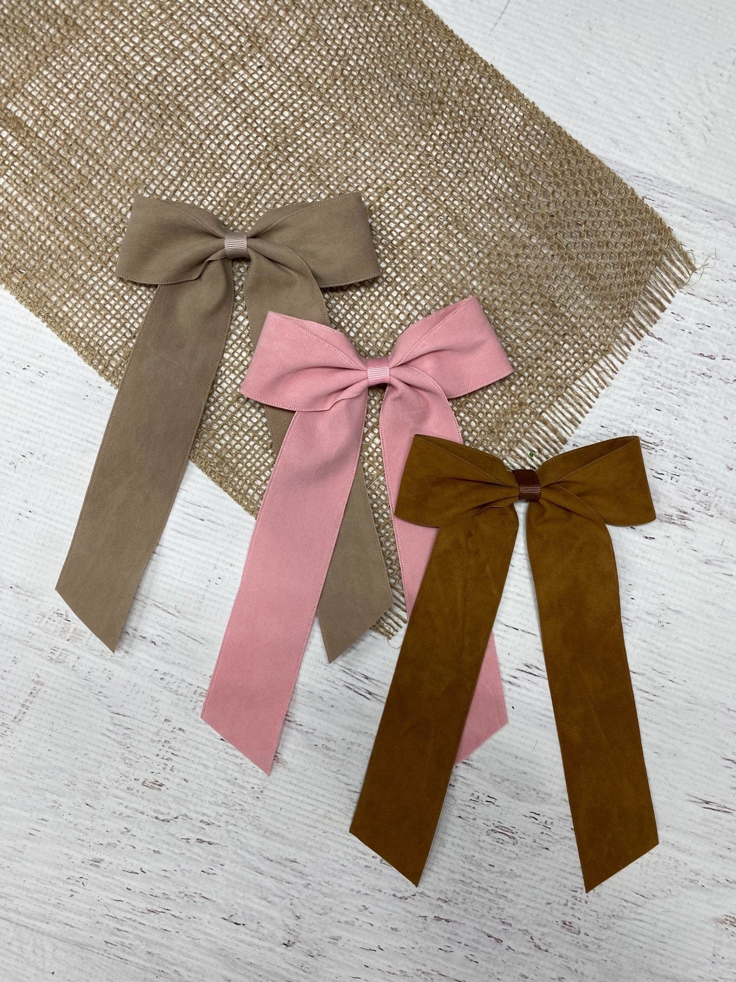 Suede Ribbon Long Tail Hair Bow- Wide