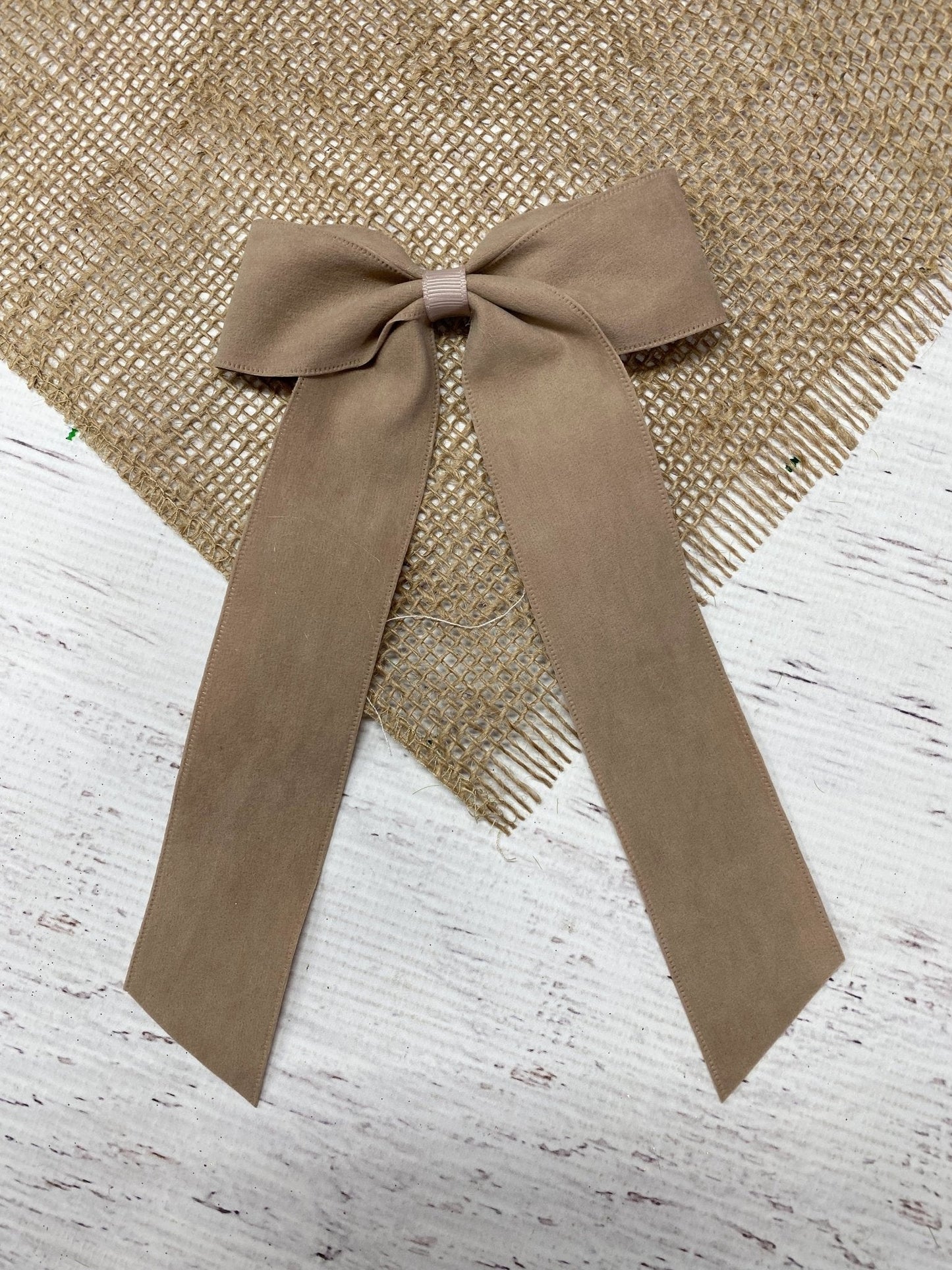 Suede Ribbon Long Tail Hair Bow- Wide