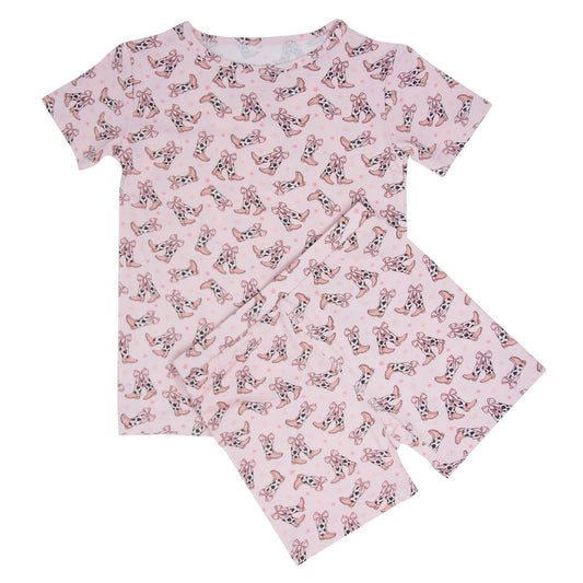Cowhide Boots Bows Summer Pajama Set
