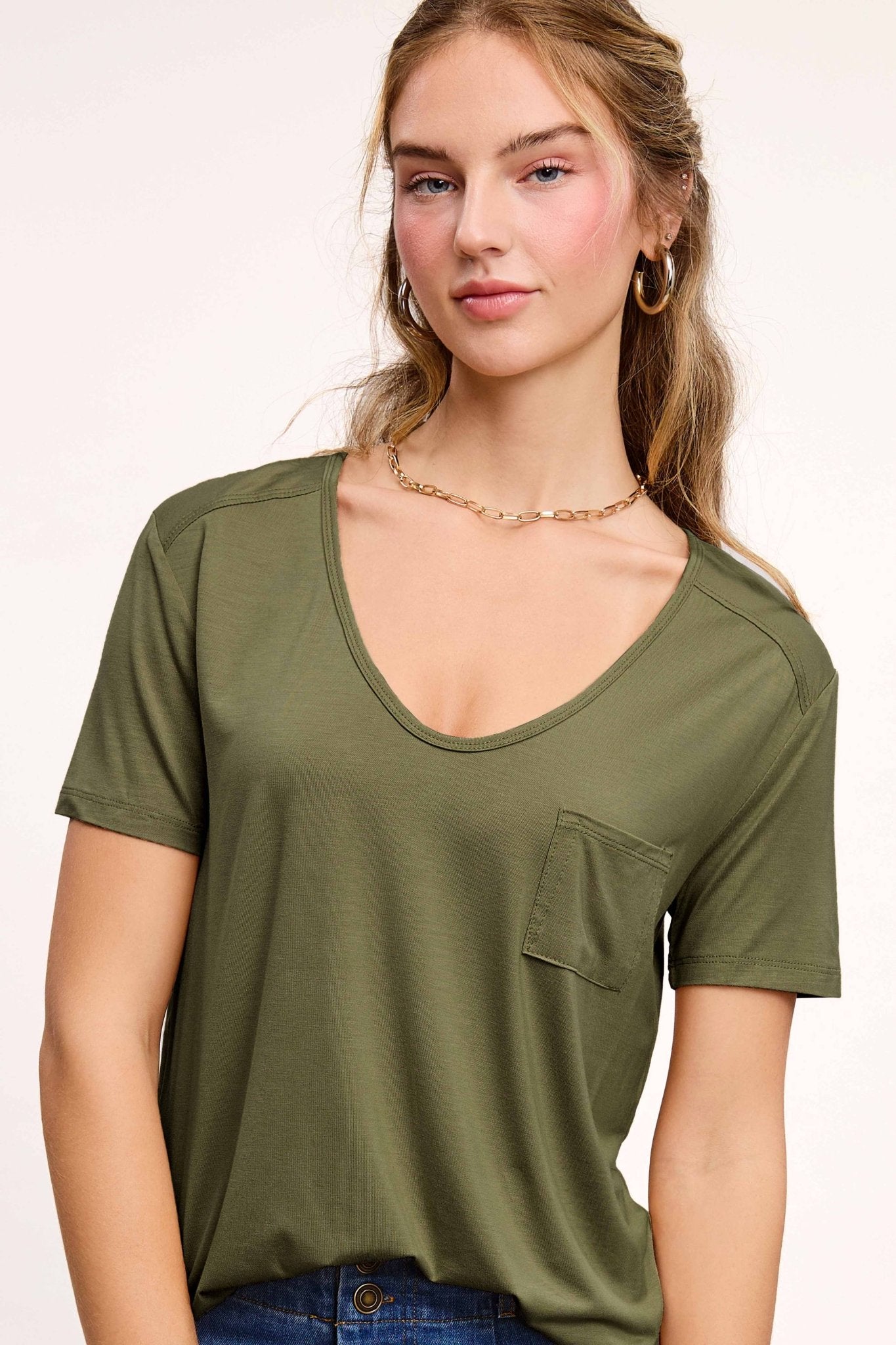 Super Soft Pocket Basic Tee - Marsala, Olive, Ginger, Black and Off White