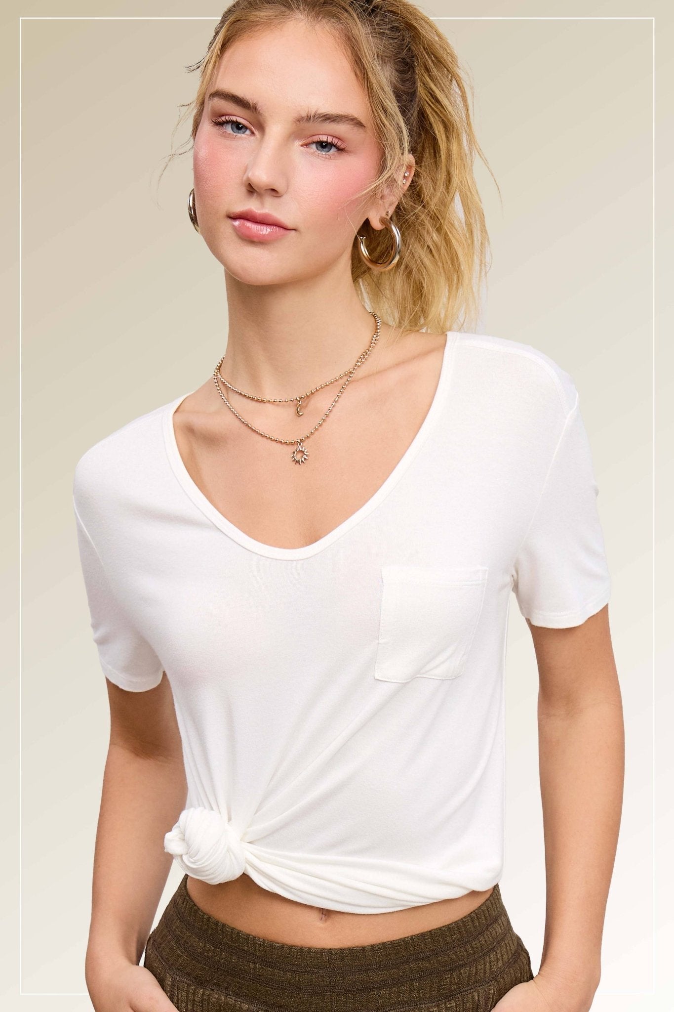 Super Soft Pocket Basic Tee - Marsala, Olive, Ginger, Black and Off White