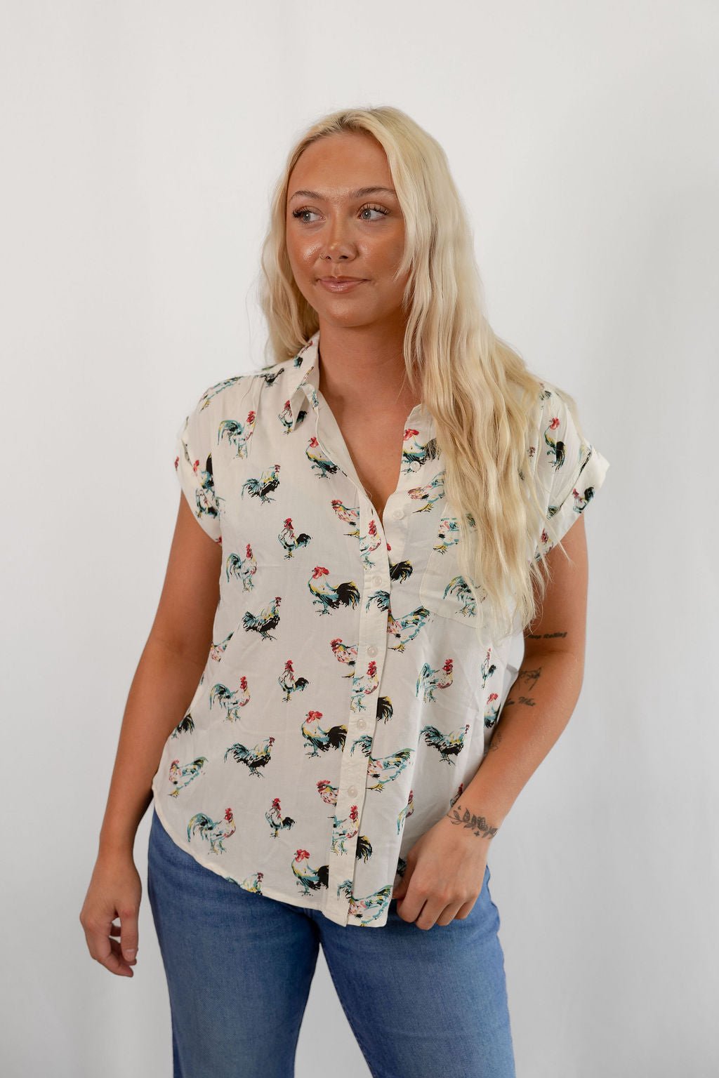 The OG Rooster Button Up Blouse