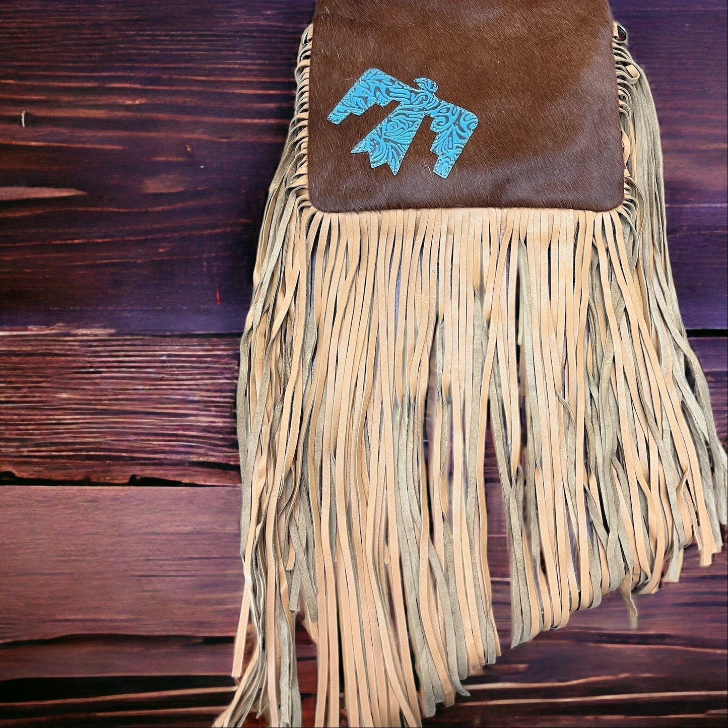 Thunderbird Cowhide Crossbody - Tooled Leather Cowhide Clutch