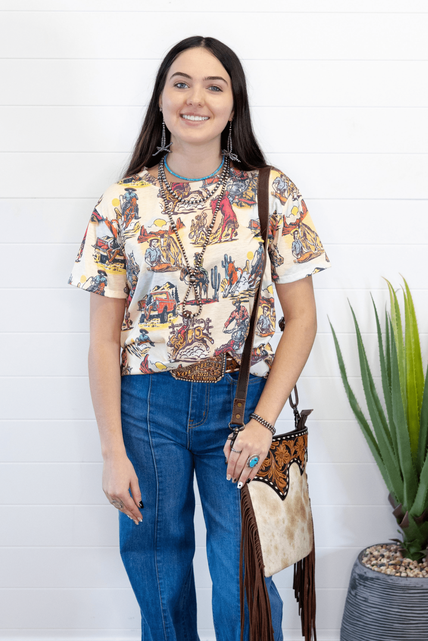Vintage Western Print T-Shirt