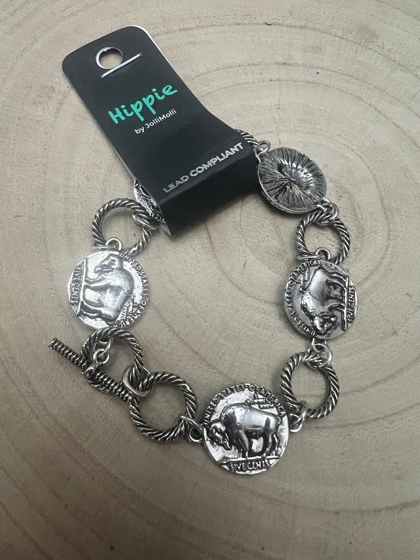 Western Buffalo Coin Toggle Bracelet