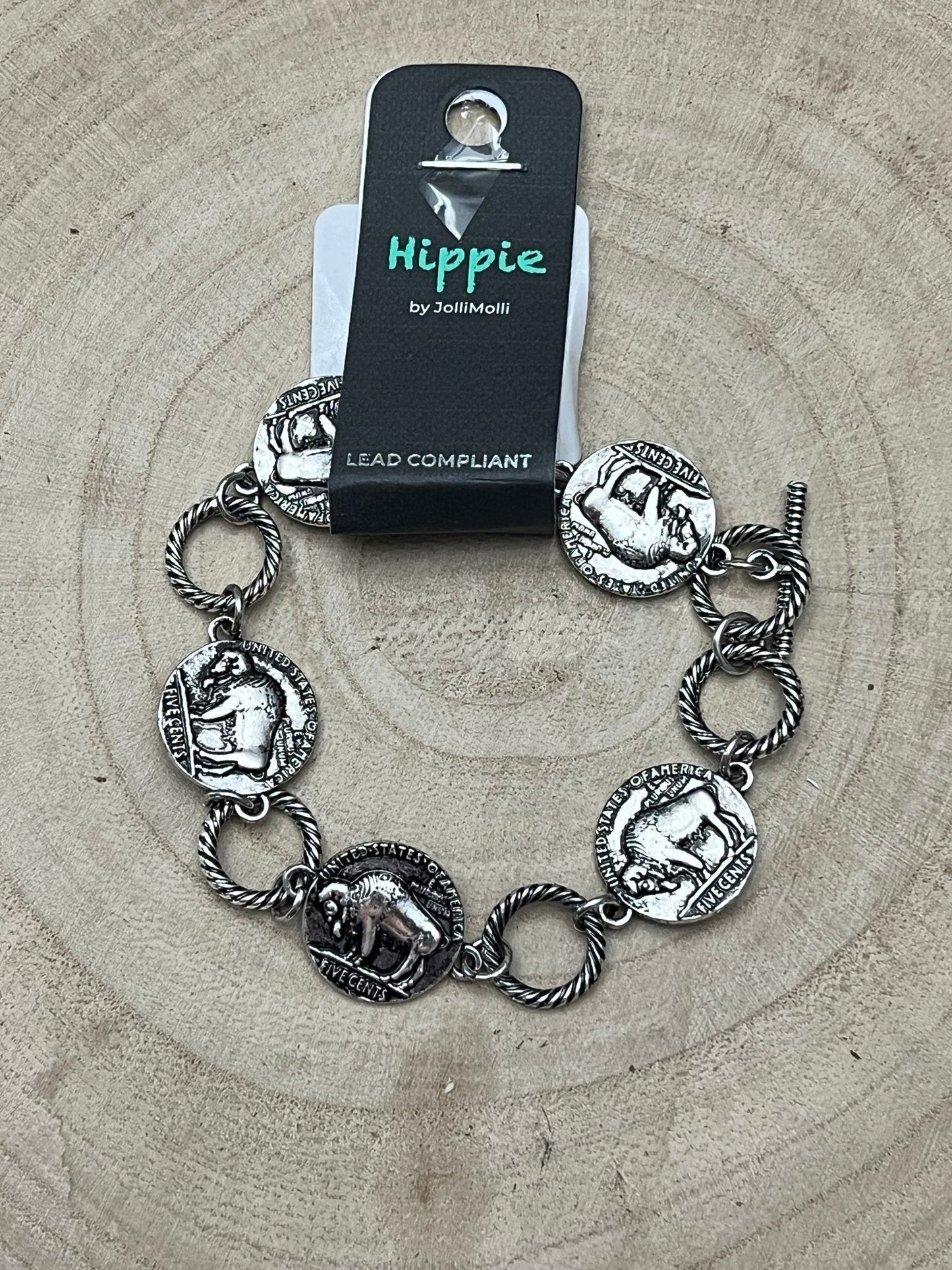 Western Buffalo Coin Toggle Bracelet